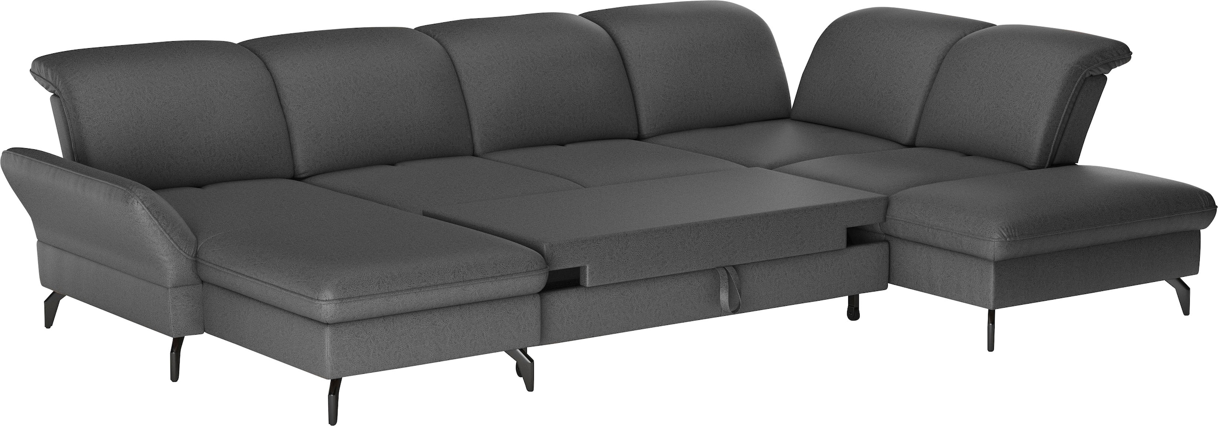 sit&more Wohnlandschaft »Leandro U-Form«, Wahlweise mit Bett-, Kopfteil - und Armlehnfunktion, sowie Bettkasten