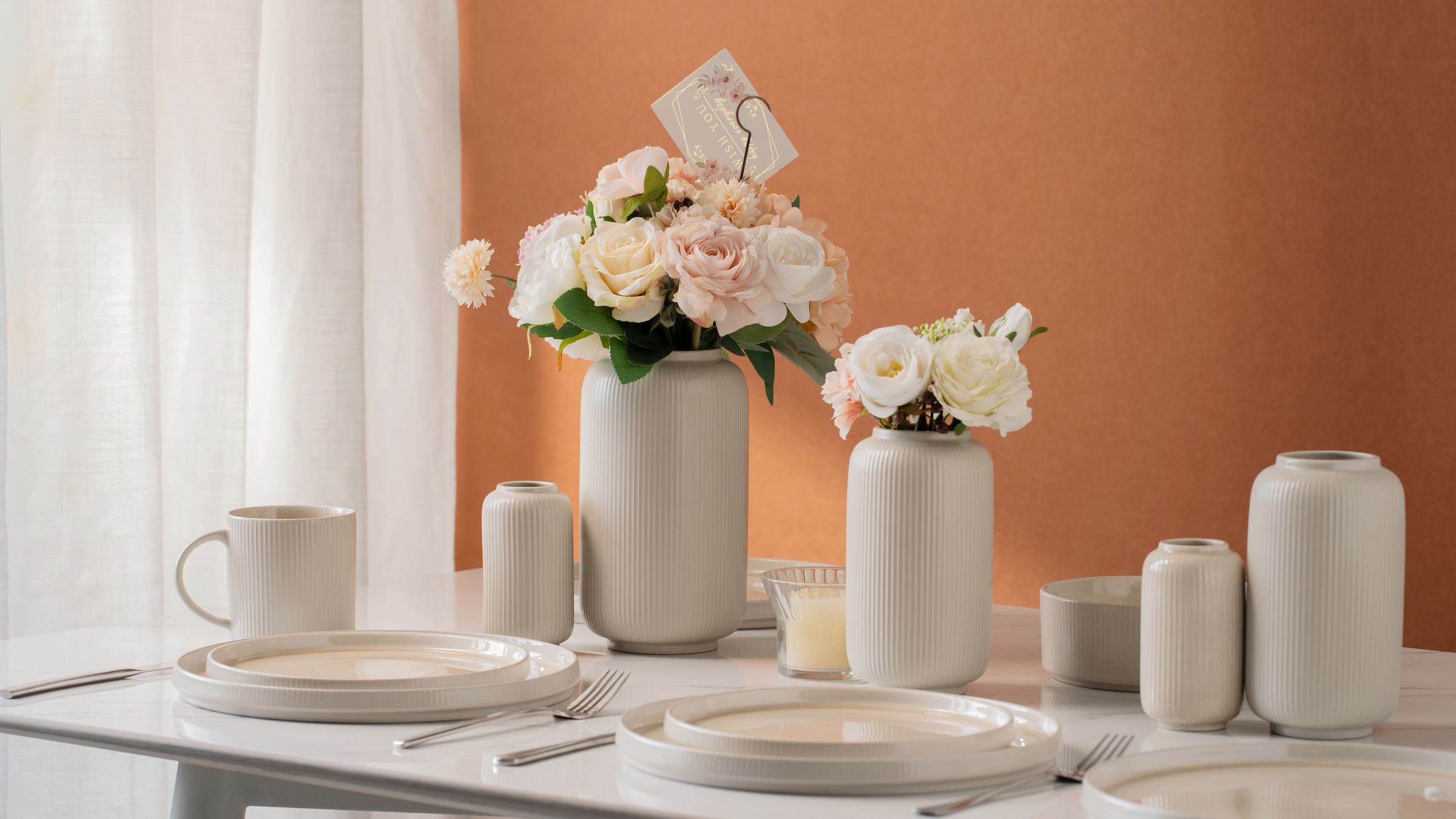 OTTO home Tischvase »Ylvii, innen vollständig glasiert und wasserundurchlässig« aus Keramik, uni matt oder mit glänzender Effektglasur, creme und blau