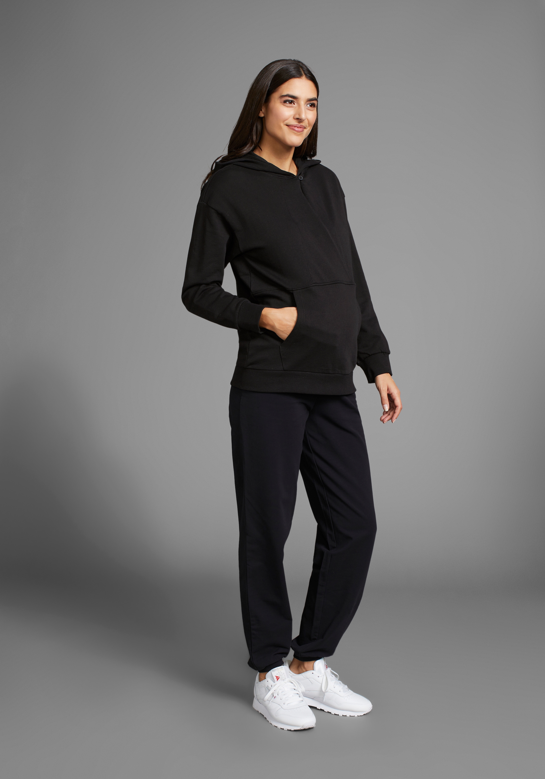 Neun Monate Umstandssweatshirt »Stillsweatshirt für Schwangerschaft und Stillzeit«, Kapuzen-Sweatshirt mit praktischem Verschluss