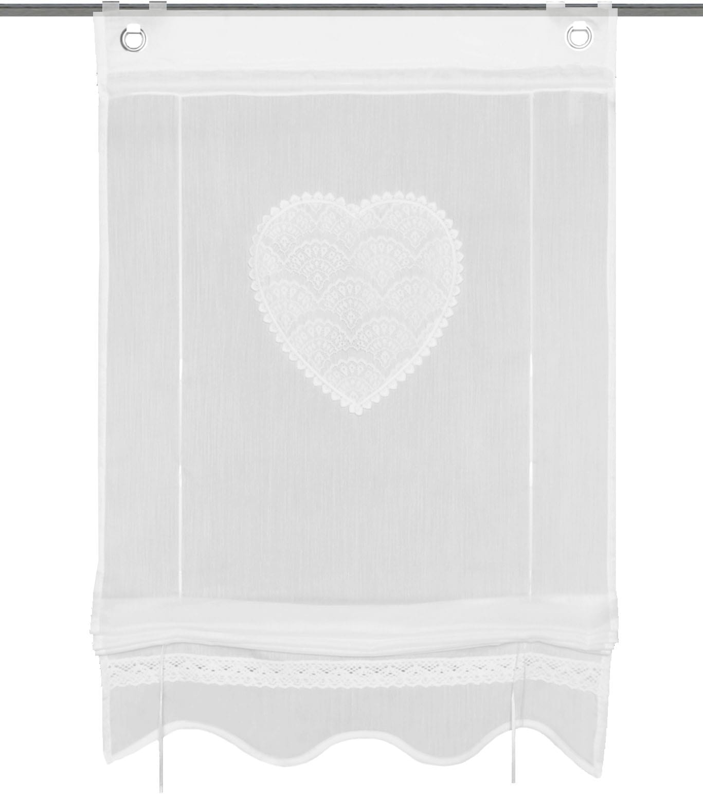 HOME WOHNIDEEN Bändchenrollo »CORAZON«, mit Hakenaufhängung, Bändchenrollo, bestickt