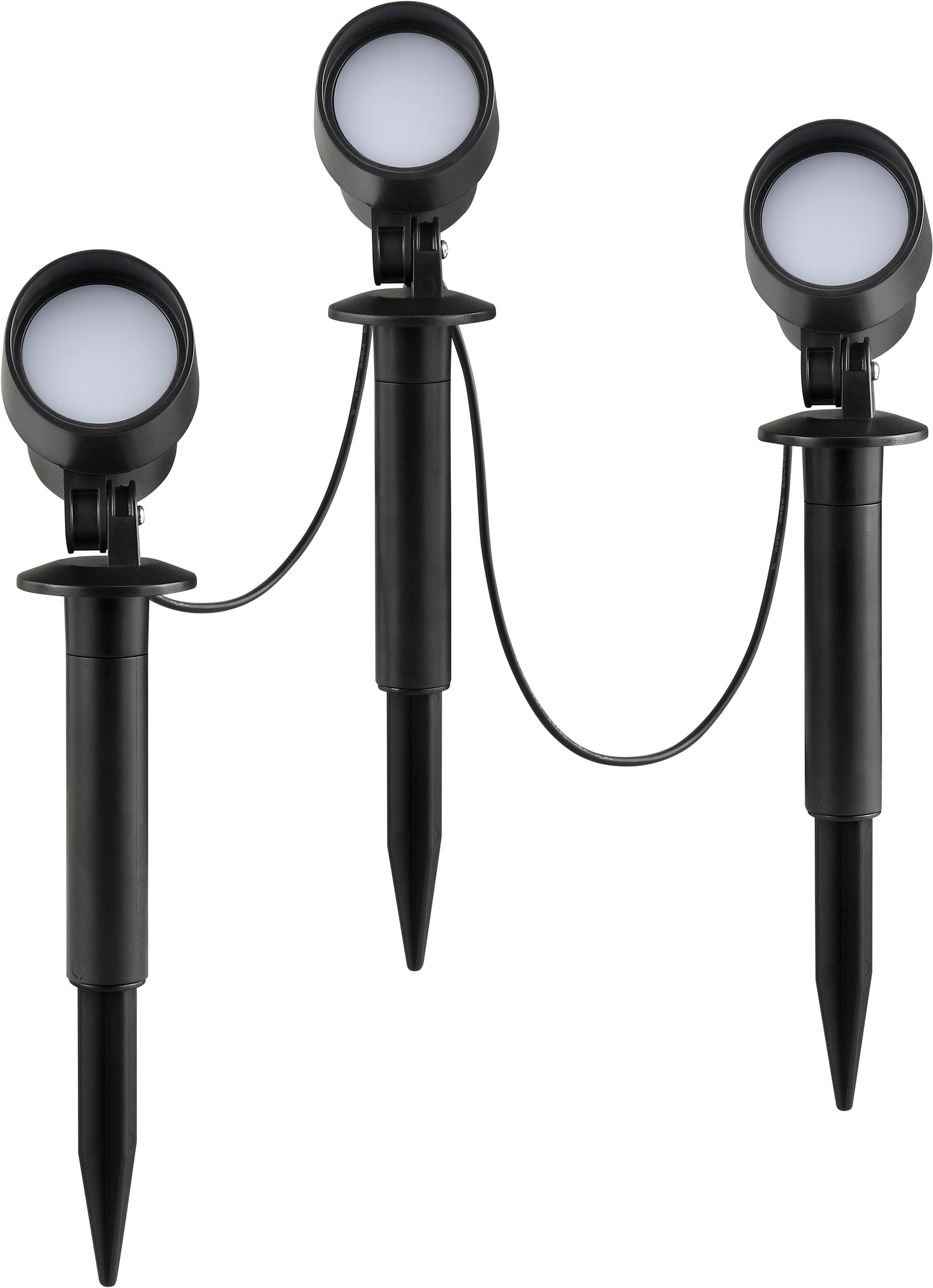 Brilliant Gartenstrahler »Kamara« LED-Modul 1 Stk. Warmweiß LED Spieß 3er Set, 21 x 6 x 8 cm, 610 lm, 3000 K, Kunststoff, schwarz