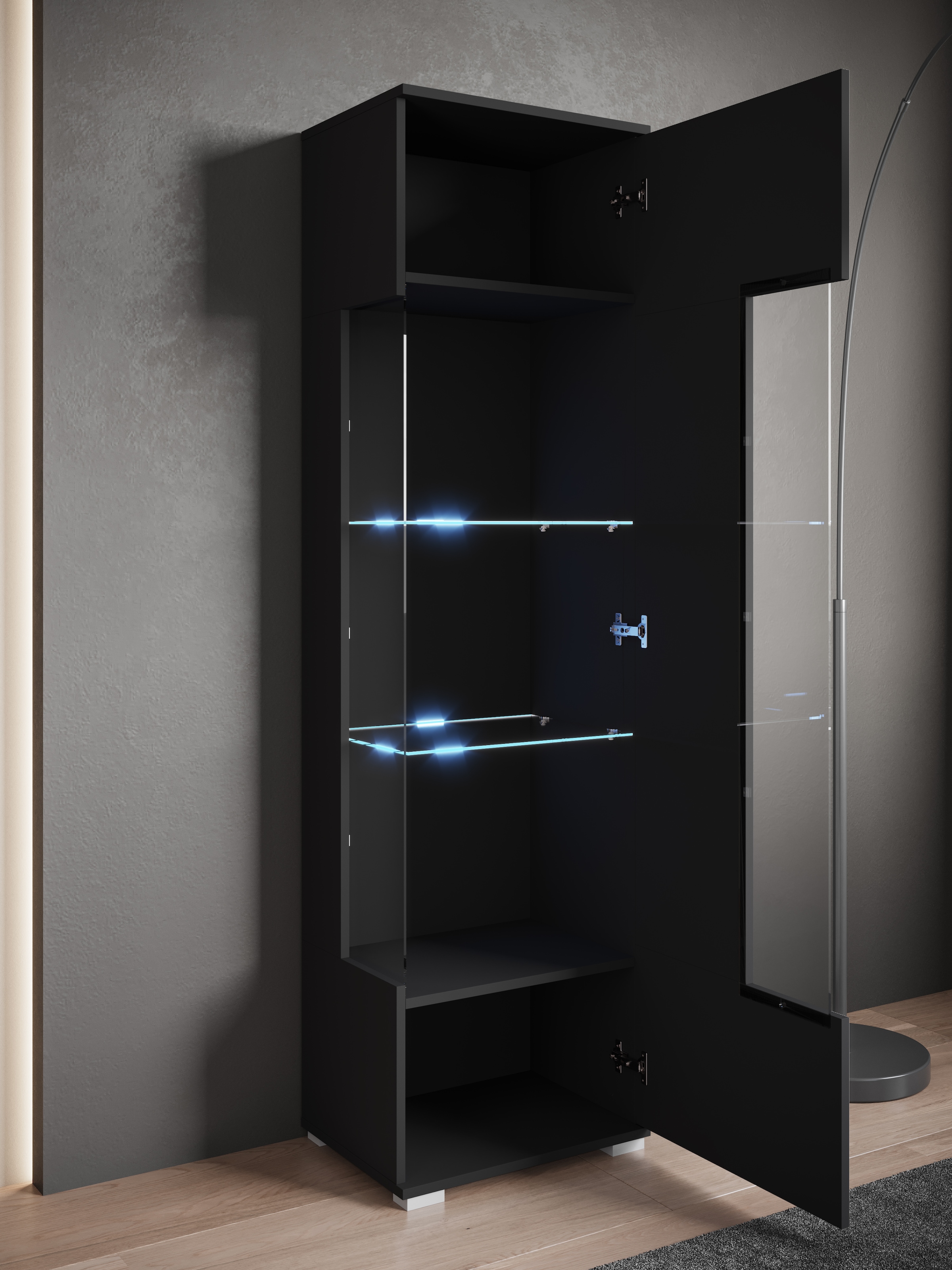 INOSIGN Vitrine »Kenia, stehend und hängend, Türanschlag wechselbar«, (1 St.), Vitrineschrank mit Glastüren 160 cm Höhe