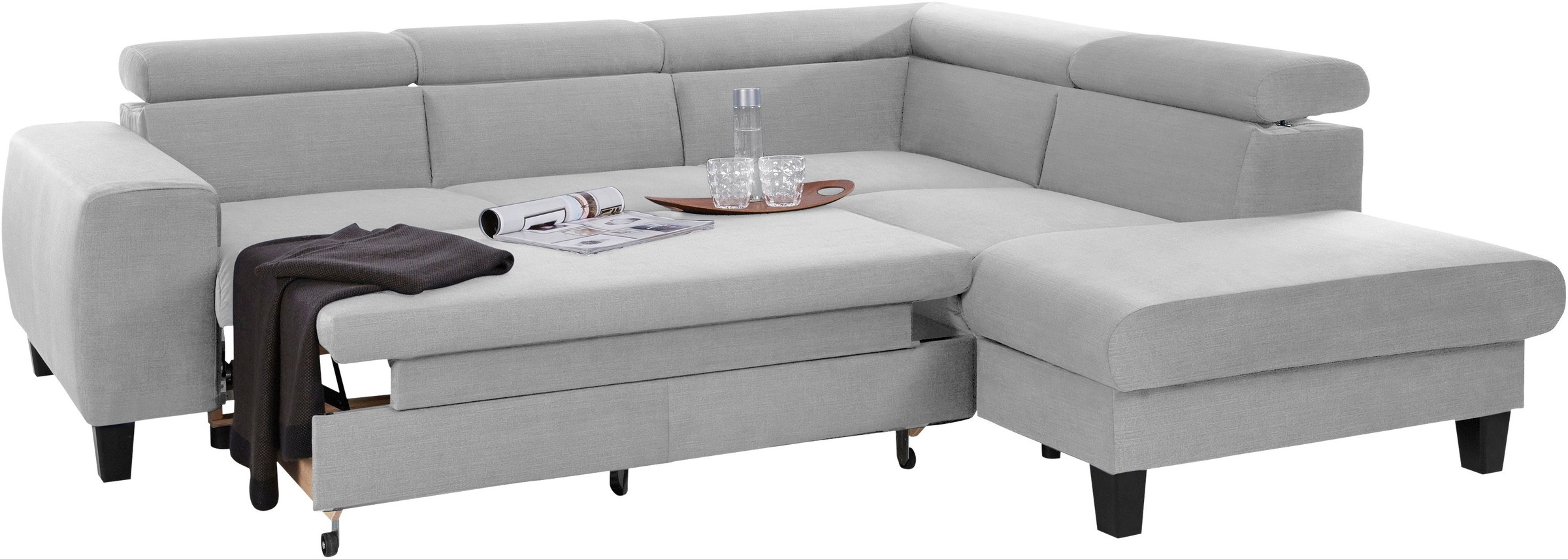 COTTA Polstergarnitur »Morven L-Form«, (Set), Set bestehend aus: Ecksofa mit Kopfteilverstellung & Hocker