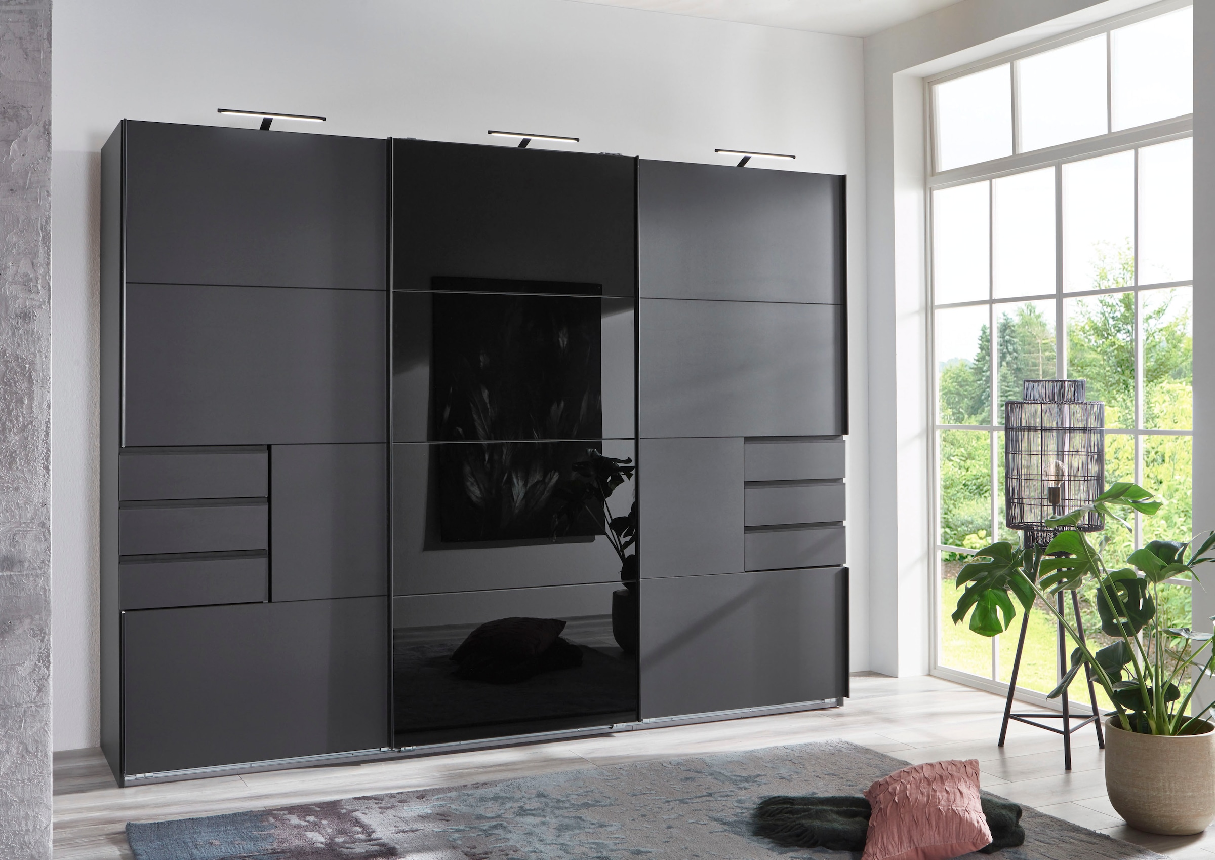 Wimex Schwebetürenschrank »Saigon Kleiderschrank«, mit Glaselementen, 3 Türen, 270cm breit