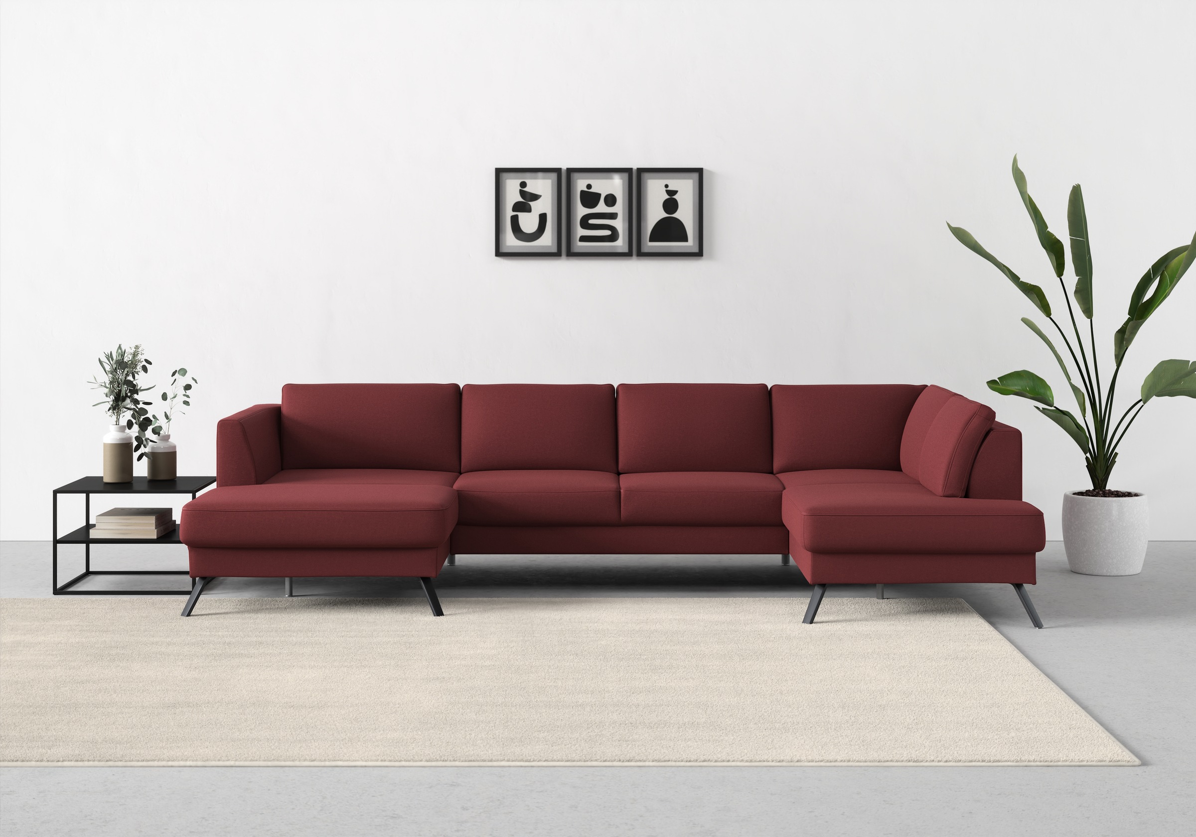 sit&more Wohnlandschaft »Lindholm U-Form«, mit Sitztiefenverstellung und Federkern