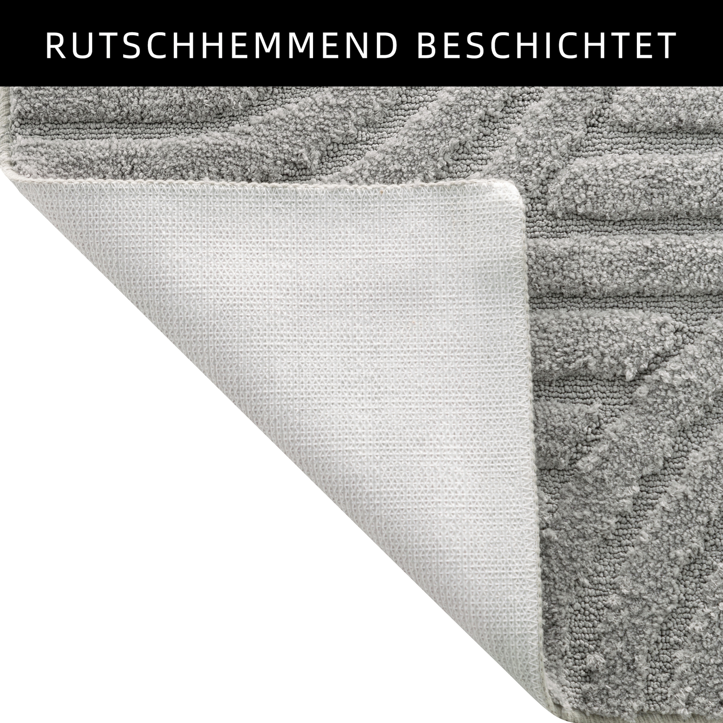 my home Badematte »Regona Scandi, Badvorleger, Badezimmer Teppich, Duschvorleger«, rutschhemmend beschichtet, strapazierfähig, Badteppich, Uni Farben, Hoch-Tief-Effekt, modernes Muster, Zen