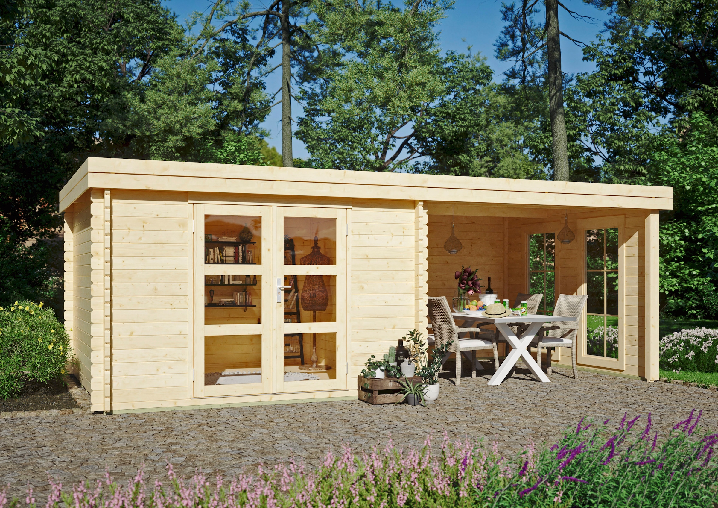 Kiehn-Holz kaufen »Schluchsee«, naturbelassenem Fichtenholz Gartenhaus aus online