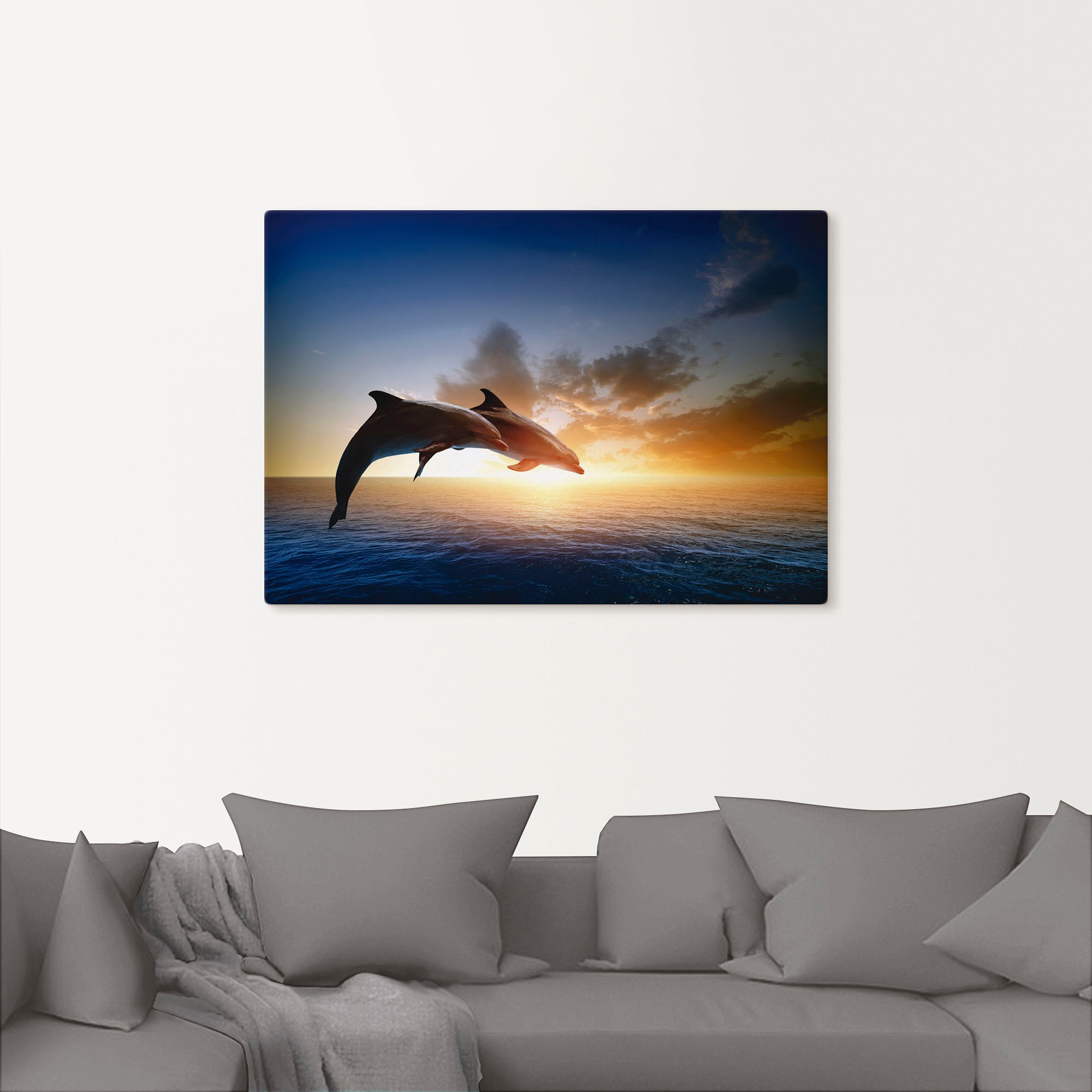 Artland Wandbild »Delfinpaar« Wassertiere 1 Stk. tlg. als Leinwandbild, Pos günstig online kaufen