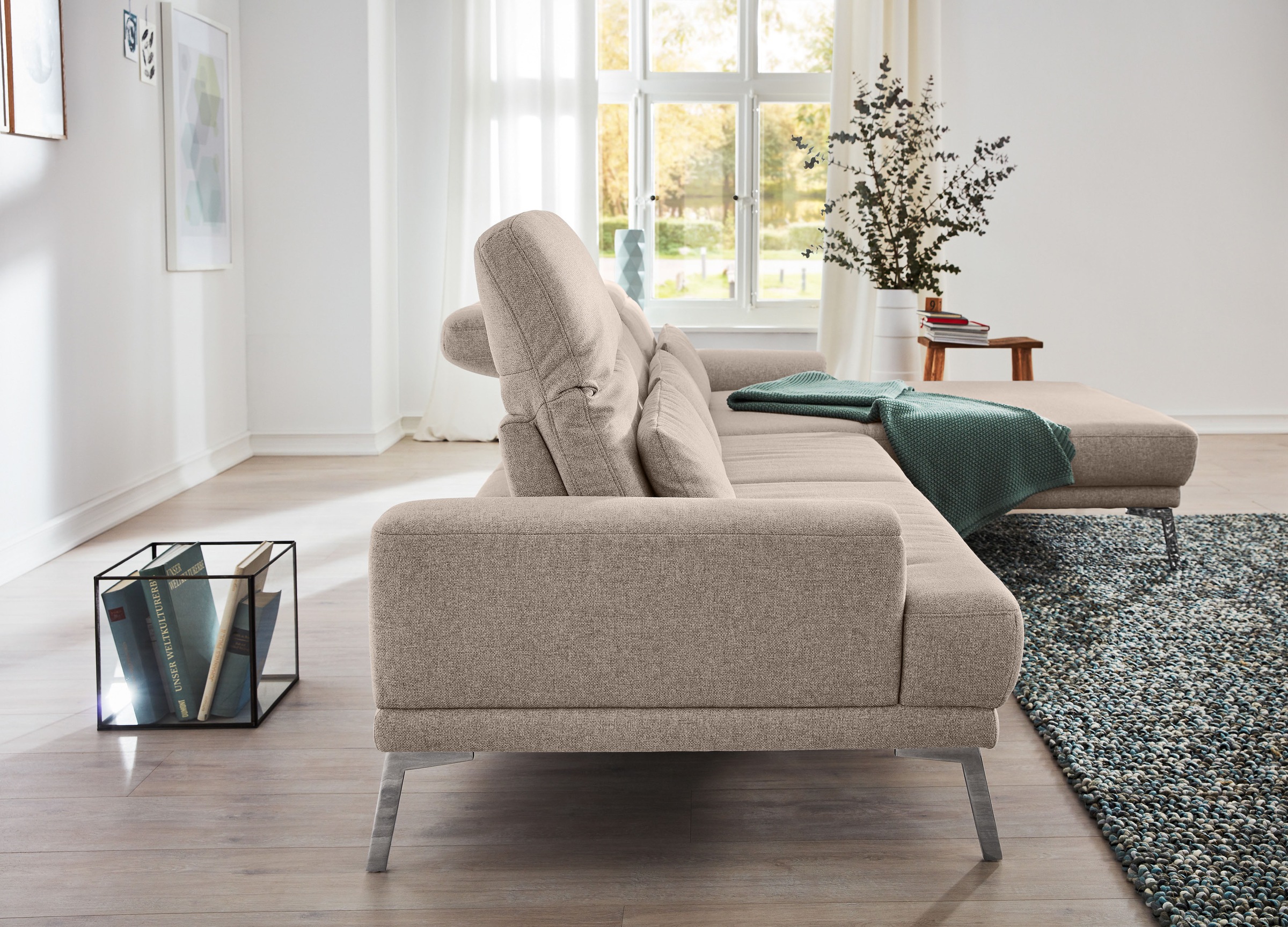 Musterring Ecksofa »MR 4580«, mit Kopf- und Sitztiefenverstellung, Metallfuß chrom, 288 x 193/220cm