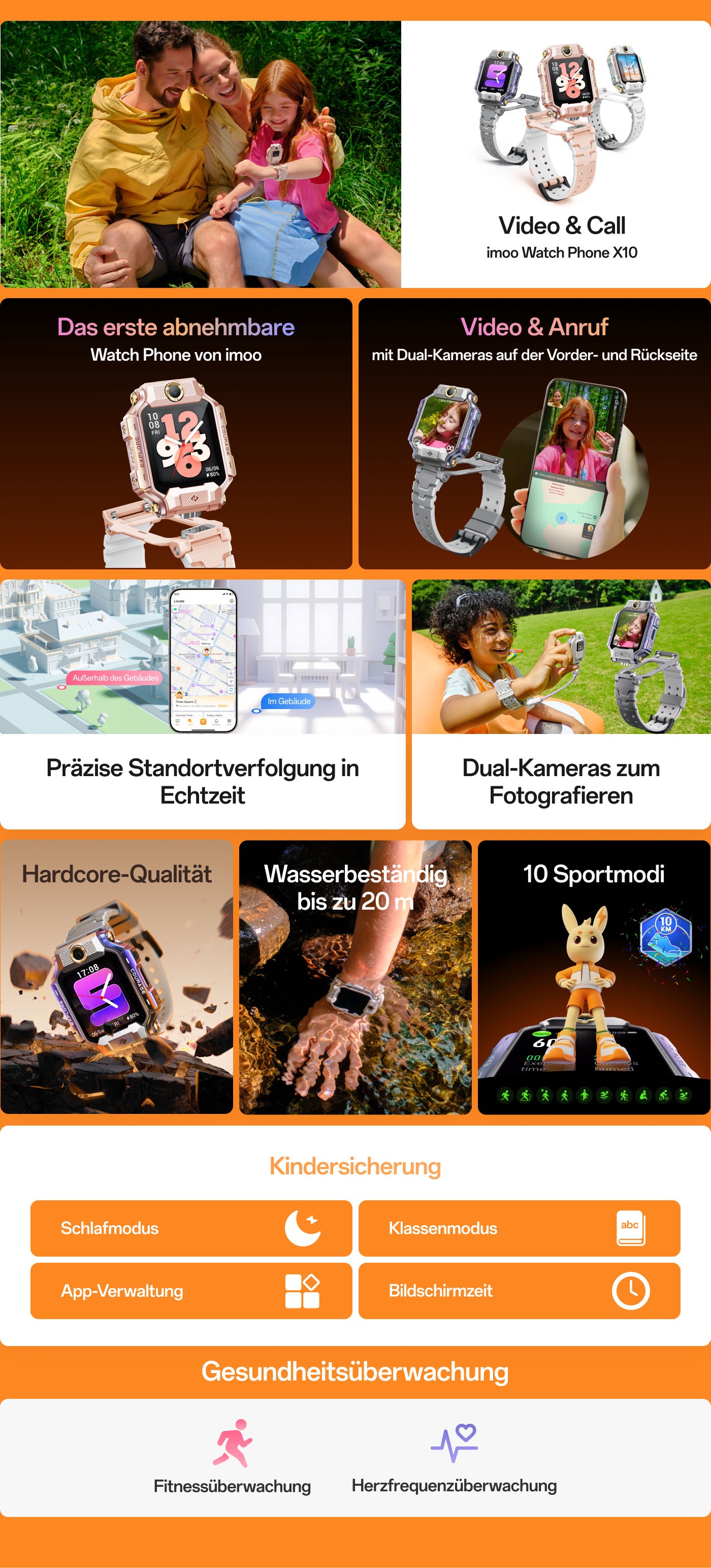 Imoo Smartwatch »Watch Phone X10 Kinder«(40,6/ 1,6 ″) CaremeOS