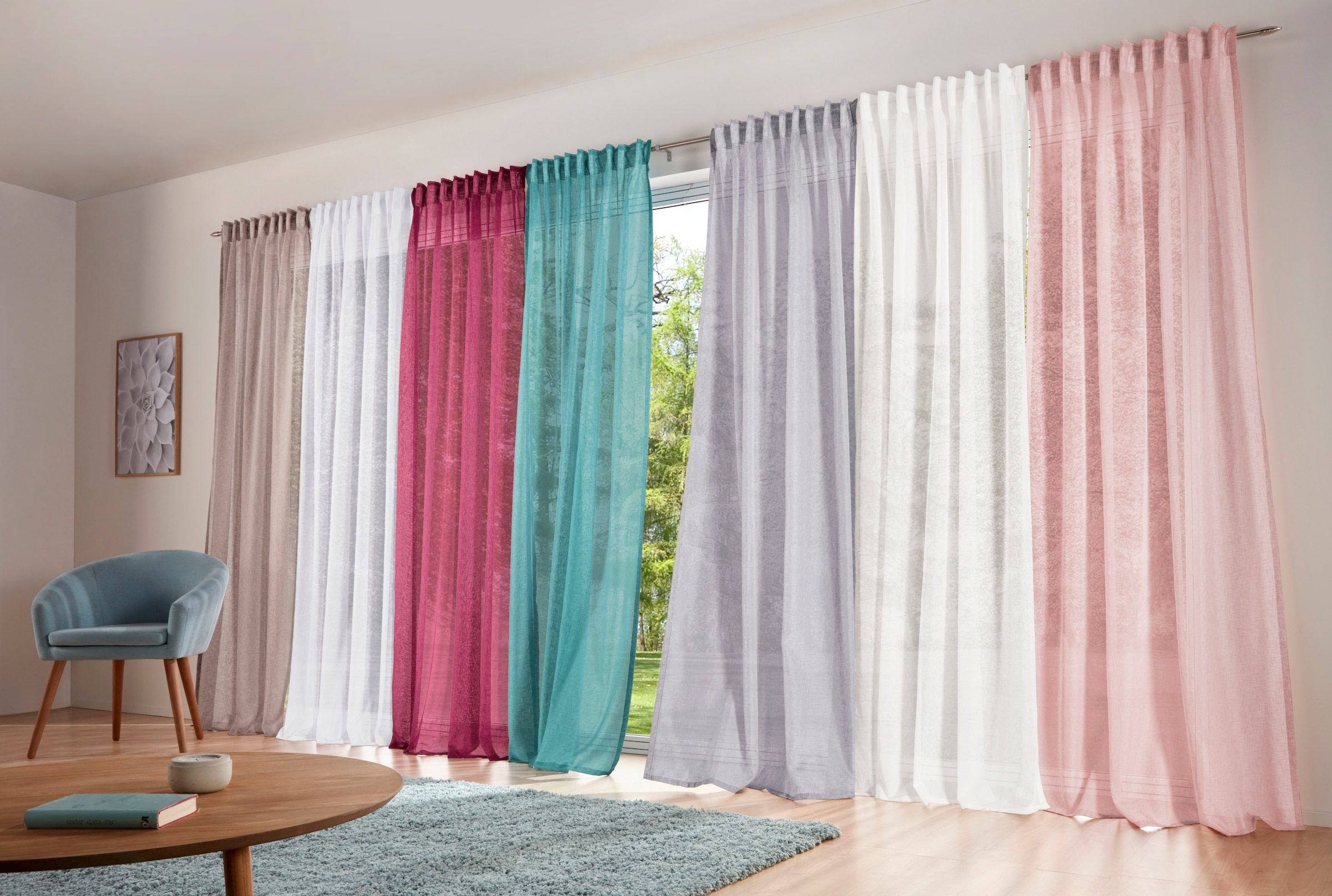 my home Gardine »REGINA«, (2 St.), Transparent, Leinenoptik, Polyester  jetzt im %Sale