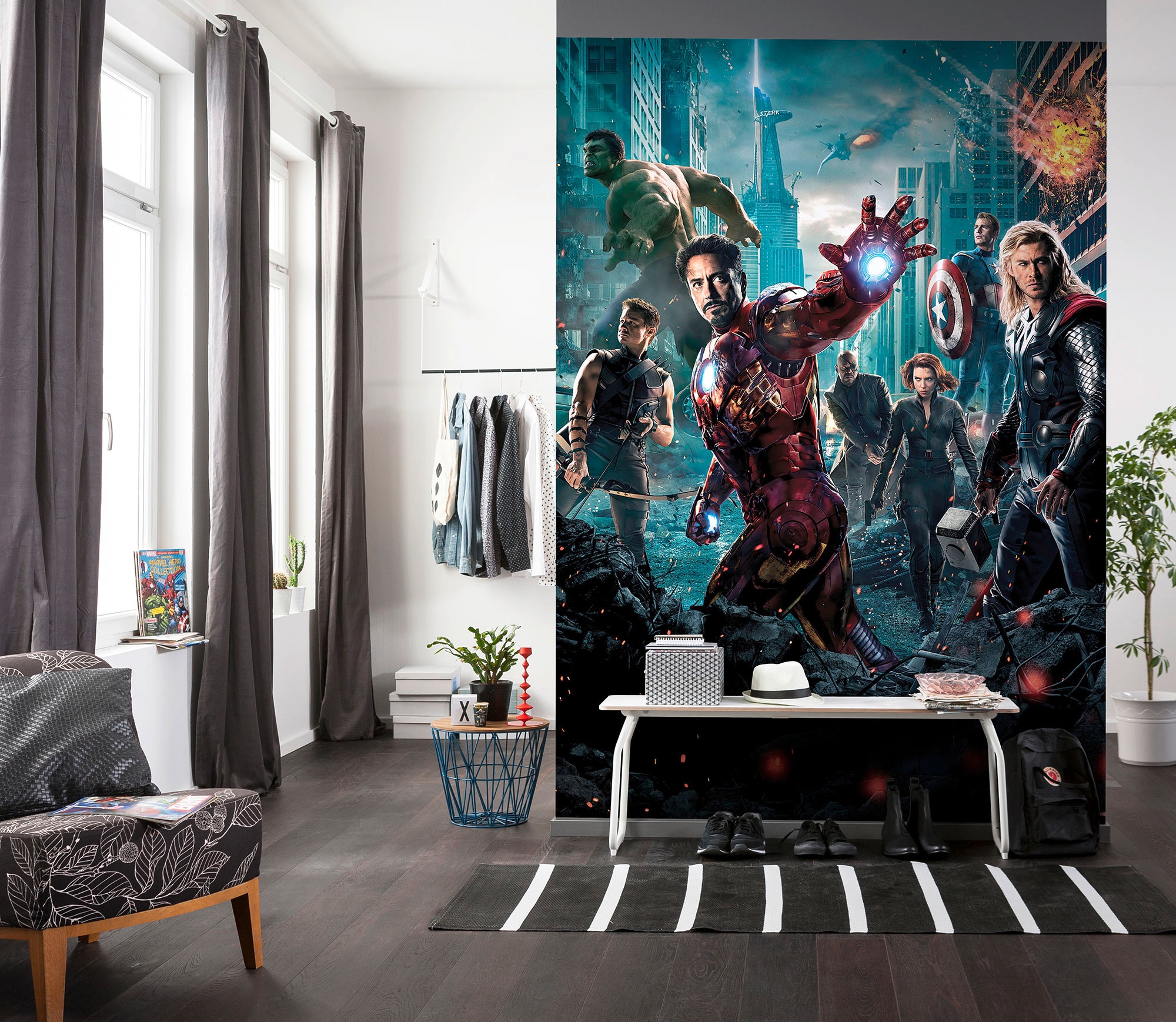 Komar Fototapete »Avengers-Movie-Poster - Größe 184 x 254 cm«, bedruckt, Kinderzimmer