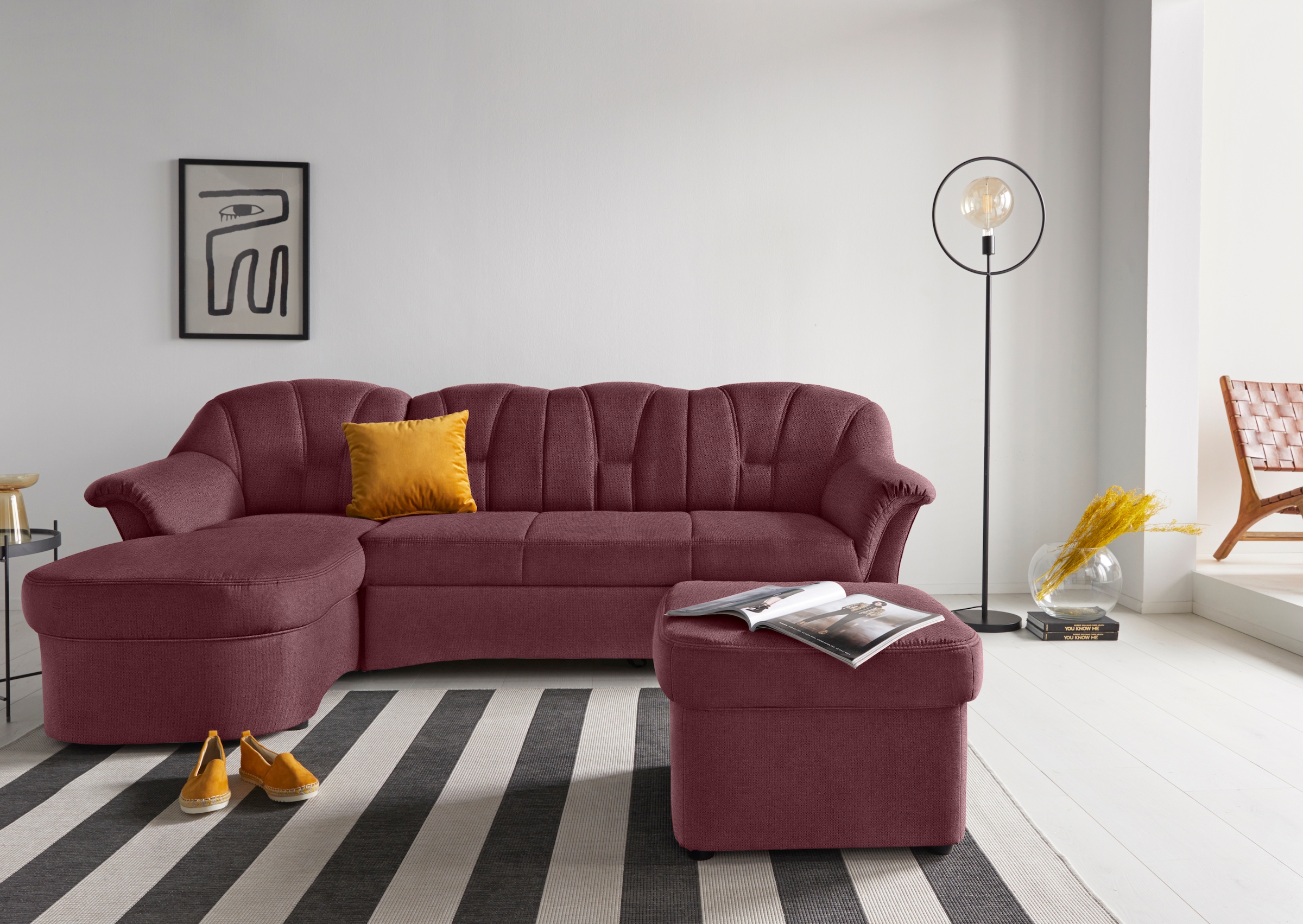DOMO collection Ecksofa Papenburg L-Form, in großer Farbvielfalt, wahlweise mit Bettfunktion