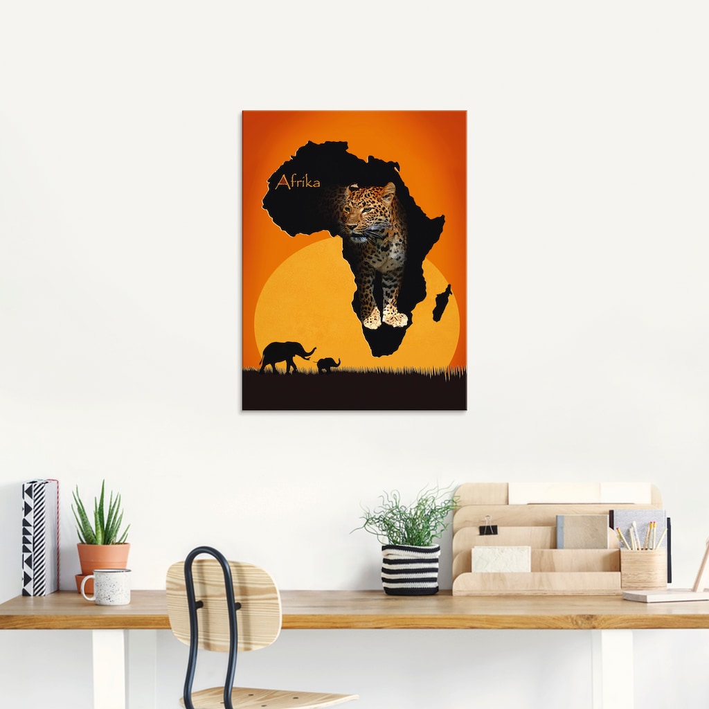 Artland Glasbild »Afrika der schwarze Kontinent«, Wildtiere, (1 St.)