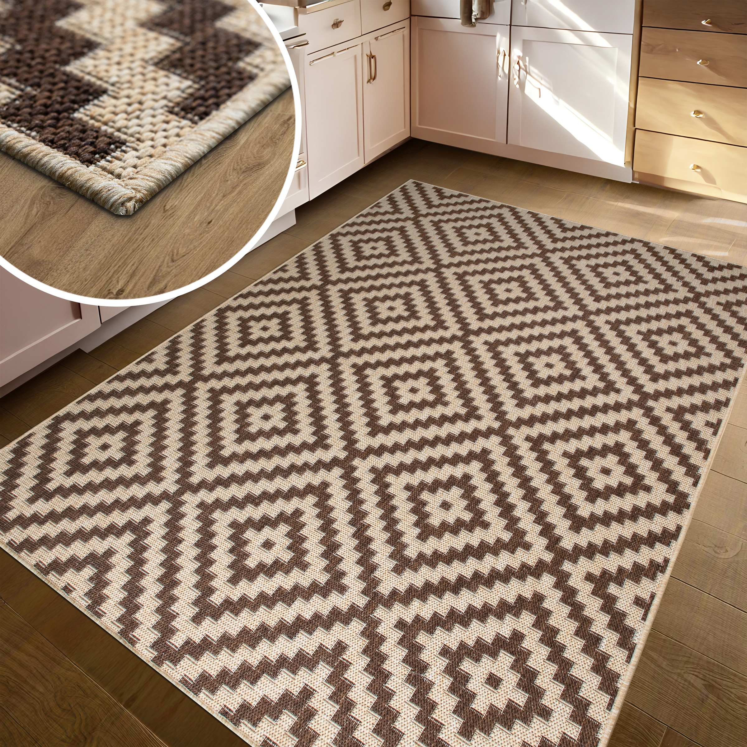 my home Teppich »Cordoba auch als Läufer erhältlich«, rechteckig, 3 mm Höhe, In- und Outdoor geeignet, Sisal-Optik, Wetterfest & UV-beständig, Boho
