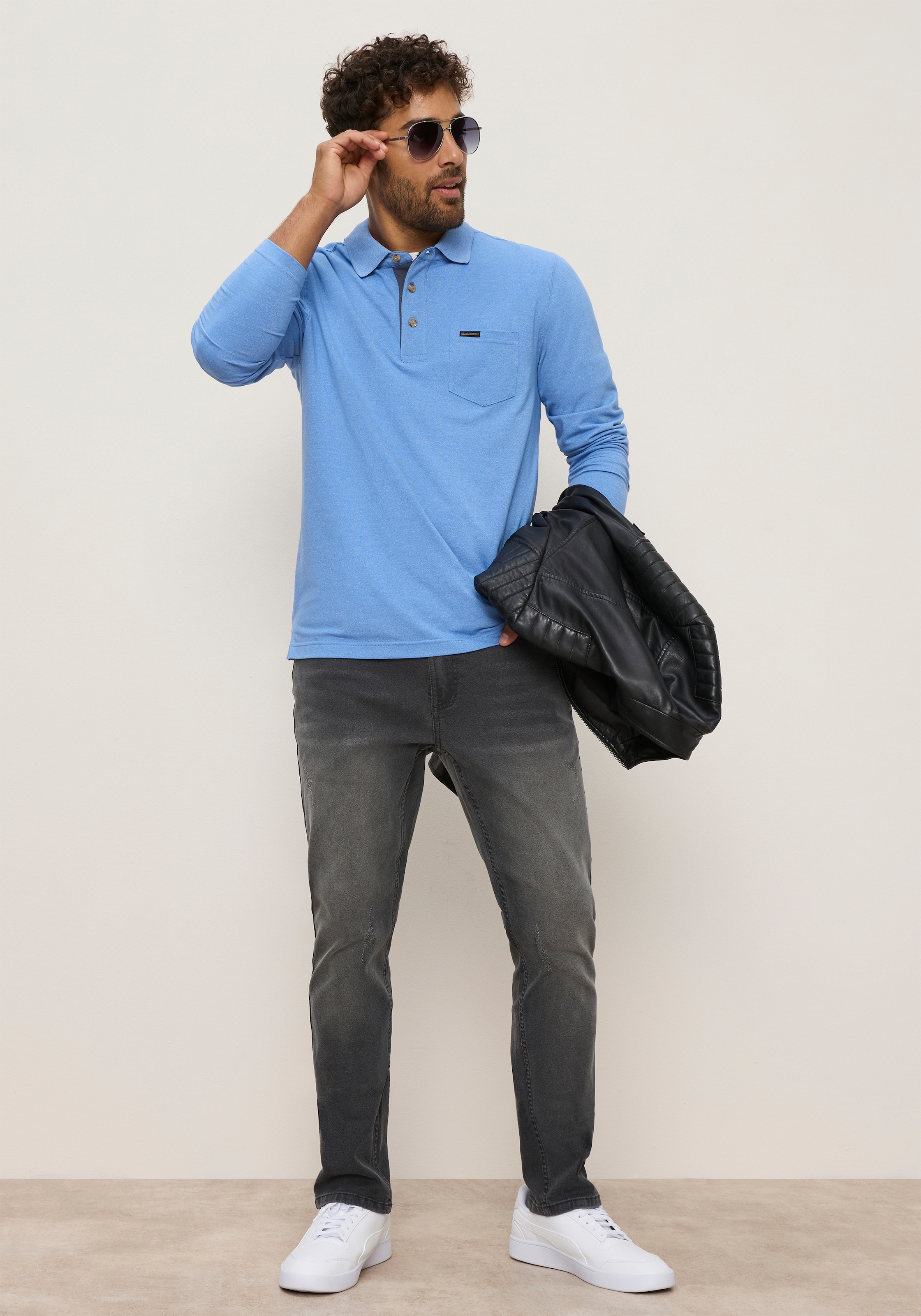 Bruno Banani Langarm-Poloshirt Angenehm weiche Jersey-Qualität trifft auf klassischen Polo-Style