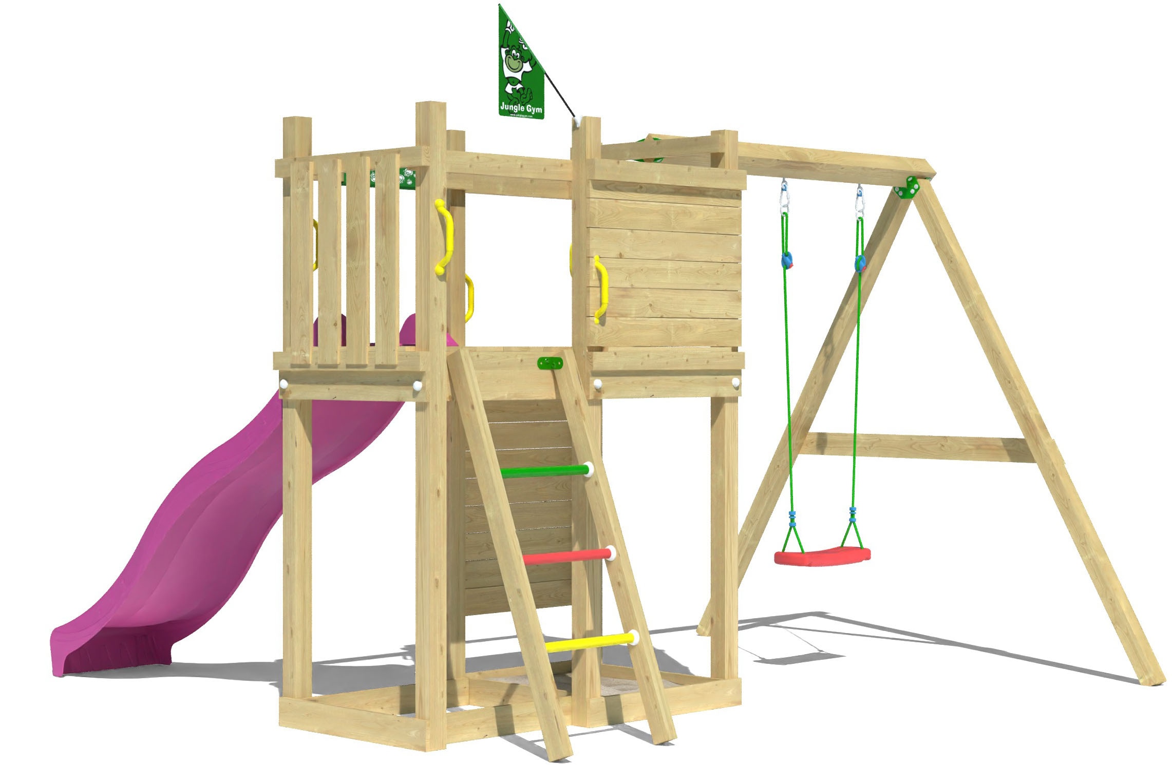 Jungle Gym Spielturm »Deck«, (Set), Spielanlage mit Schaukel und Rutsche mit Wasseranschluss