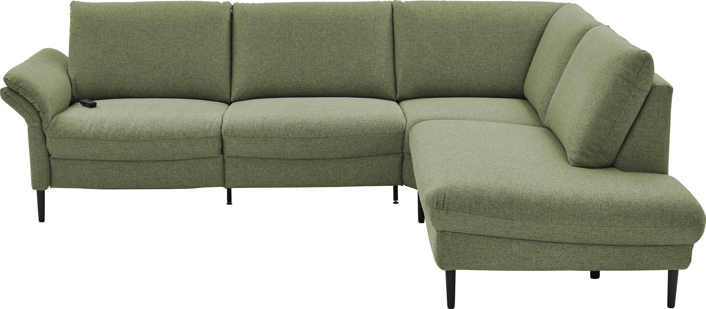 Places of Style Ecksofa »Sarsina: mit Tonnentaschen-Federkern, perfekt zum Entspannen L-Form«, inklusive 2 motorischen Relaxfunktionen mit Herz-Waage-Beschlag