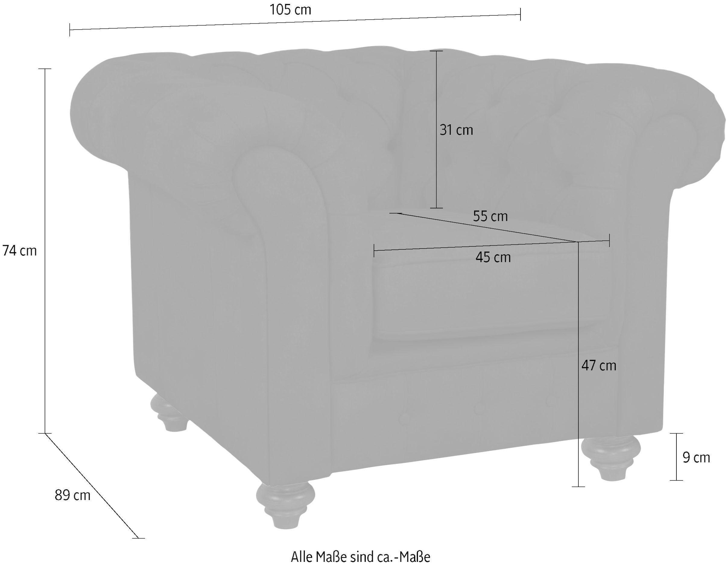 Home affaire Sessel »Duc Chesterfield«, hochwertige Knopfheftung im Rücken, Samtoptik mit changierender Optik