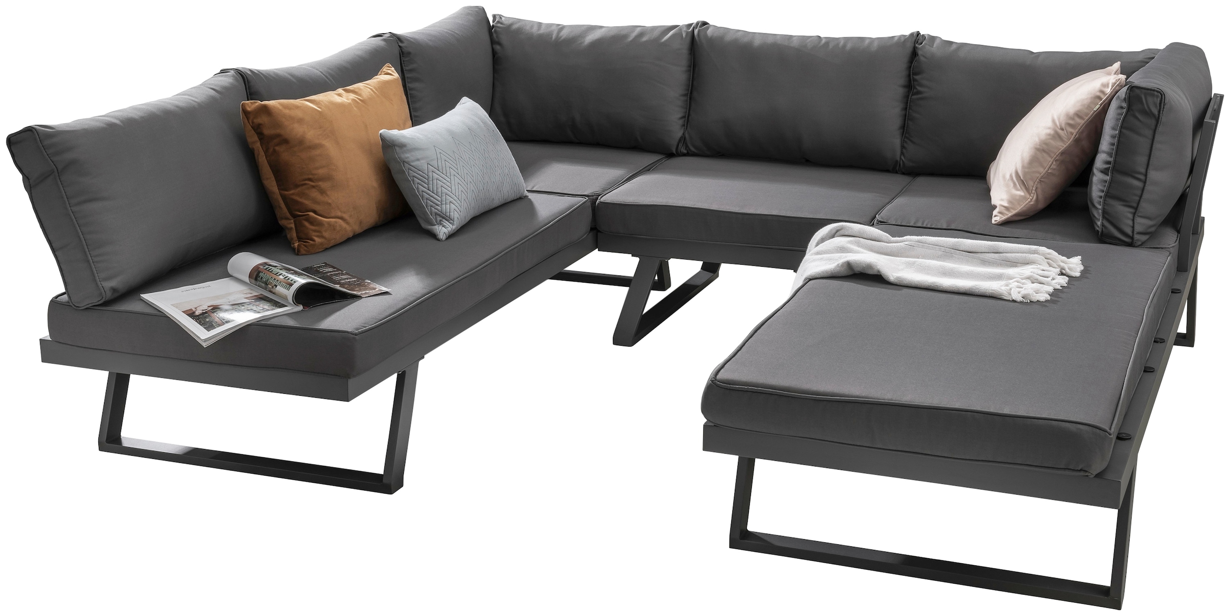 Destiny Gartenlounge-Set »MANHATTAN« 2x Schenkel, 1x Hocker, inkl. Auflagen günstig online kaufen
