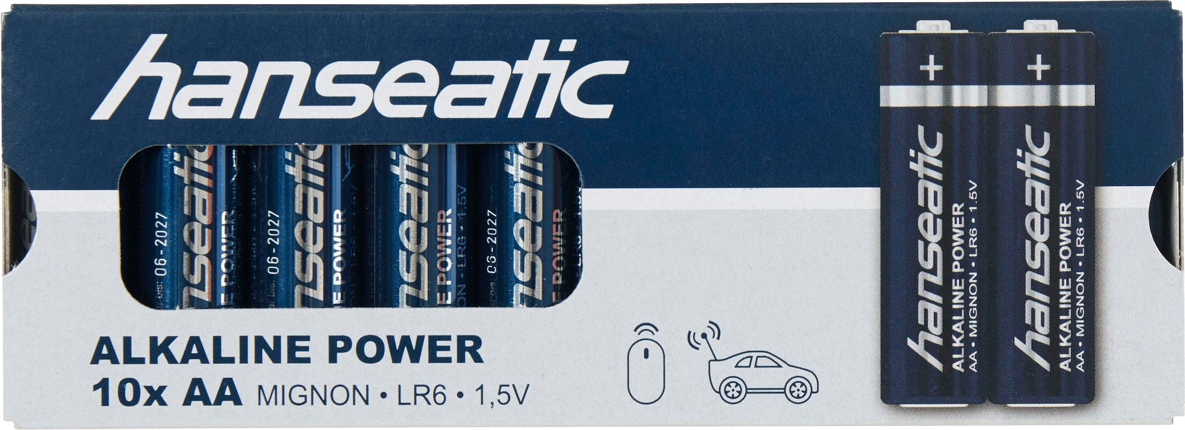 Hanseatic Batterie »60 Stück Alkaline Power, AA«, LR06, (Packung, 60 St.), bis zu 5 Jahren Lagerfähigkeit