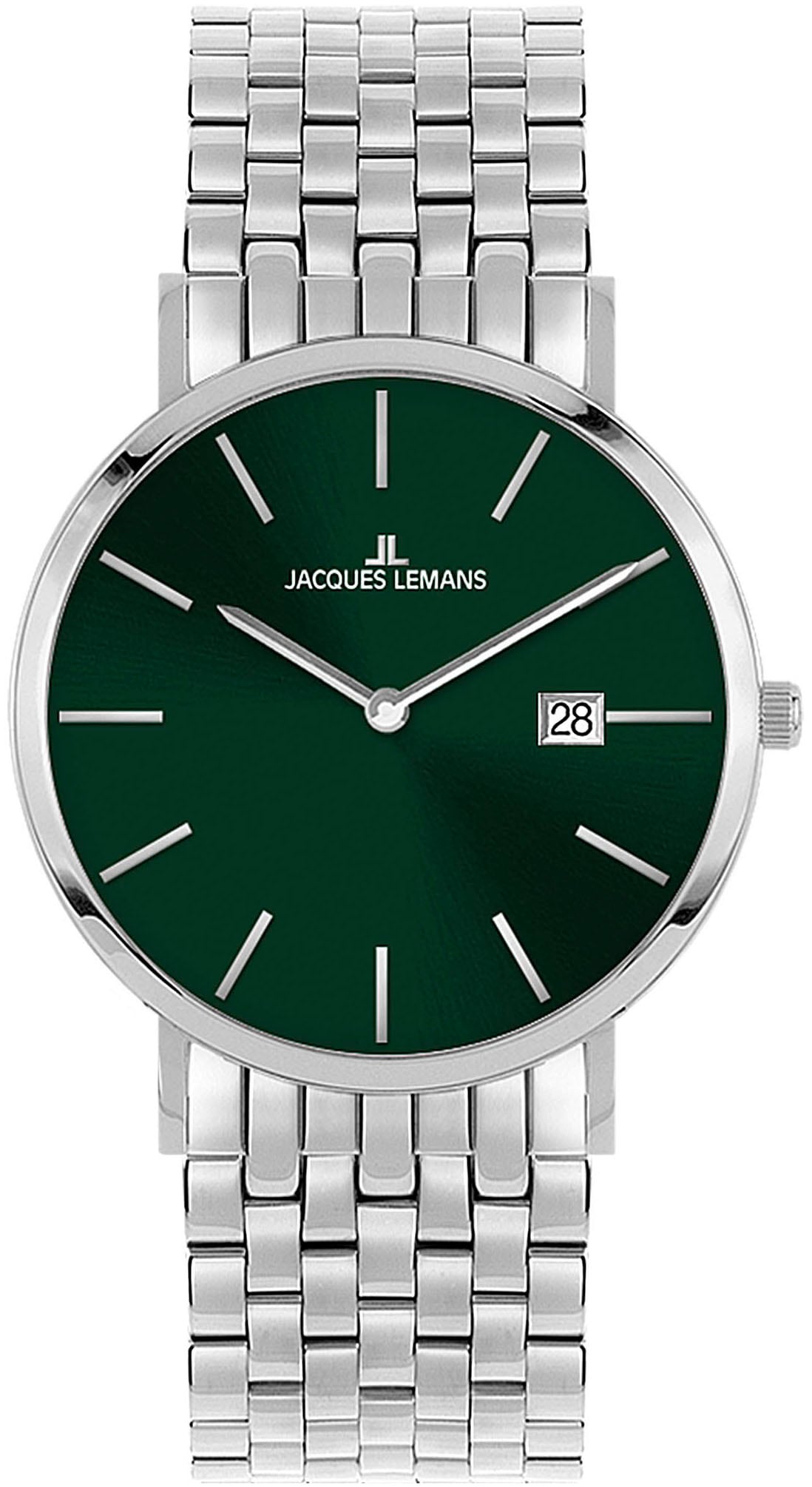 Jacques Lemans Quarzuhr »Nizza«, Armbanduhr, Damenuhr, Herrenuhr, Datum, Edelstahlarmband