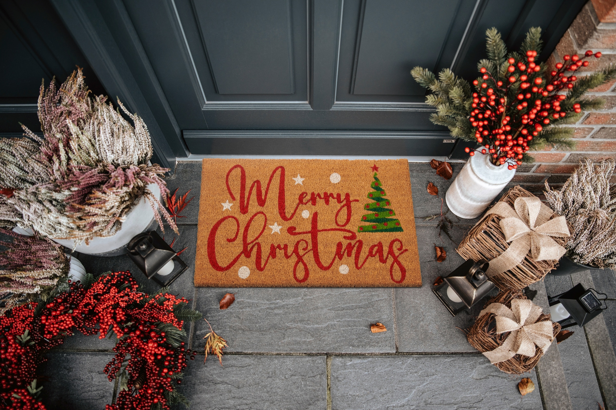 HANSE Home Fußmatte »Kokos Merry Christmas Tree, Türmatte«, rechteckig, 15 mm Höhe, Schmutzfangmatte, Rutschfest, Outdoor, Weihnachten, Kokosmatte, Flur