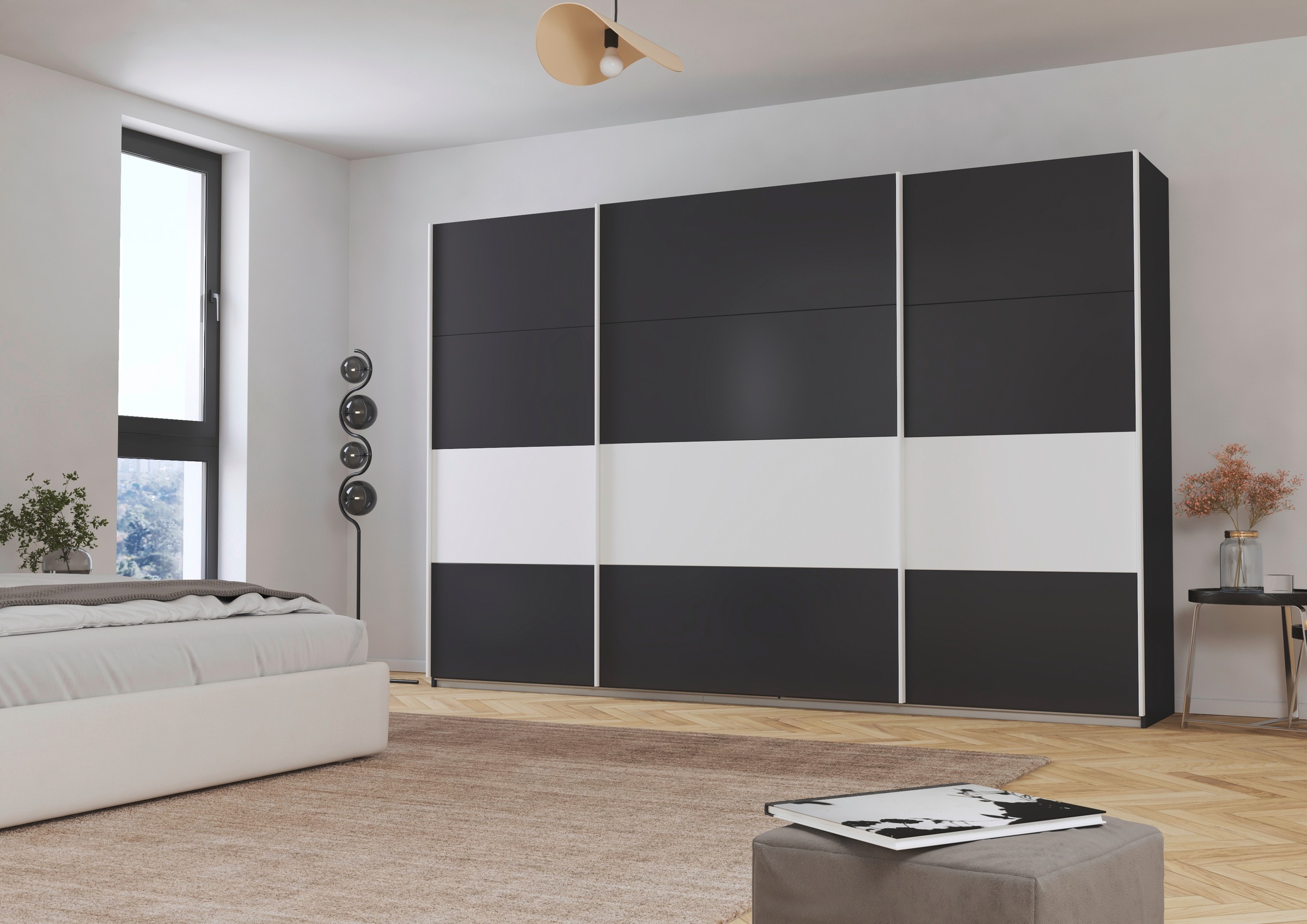 rauch Schwebetürenschrank »Schwebetürenschrank Kleiderschrank Schrank Garderobe CORTONA«, inkl. Inneneinteilung, 2 Stoffboxen und zusätzlichen Einlegeböden