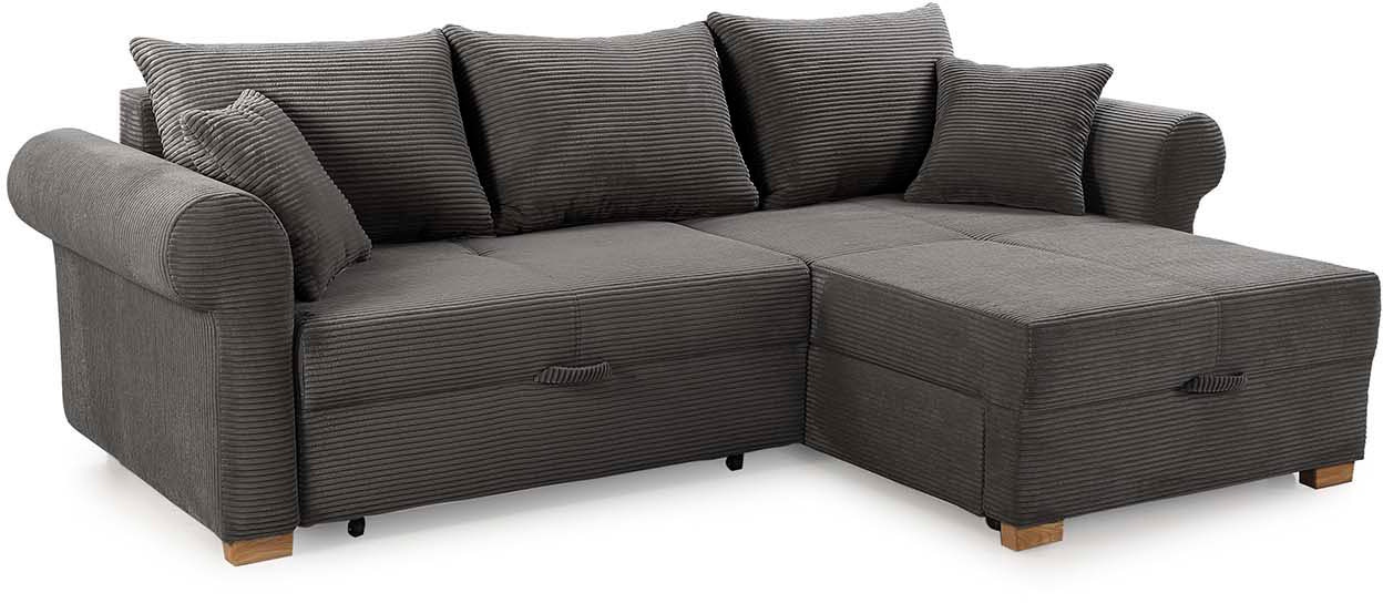 Jockenhöfer Gruppe Ecksofa List, Stauraum im Sitz und Ottomane, inklusive 3 Rückenkissen und 2 Zierkissen