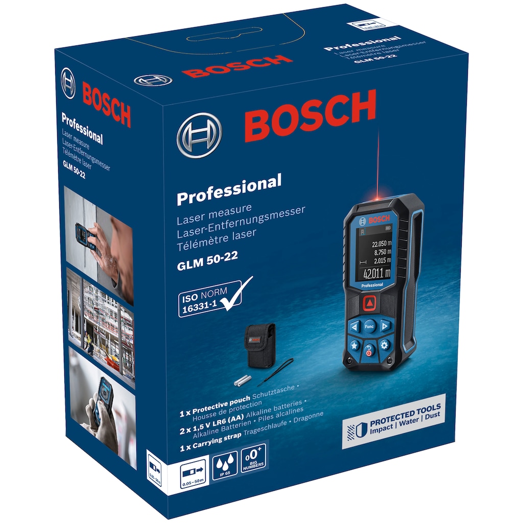 Bosch Professional Entfernungsmesser »GLM 50-22«, für raue Baustellenbedingungen, leicht anpassbar