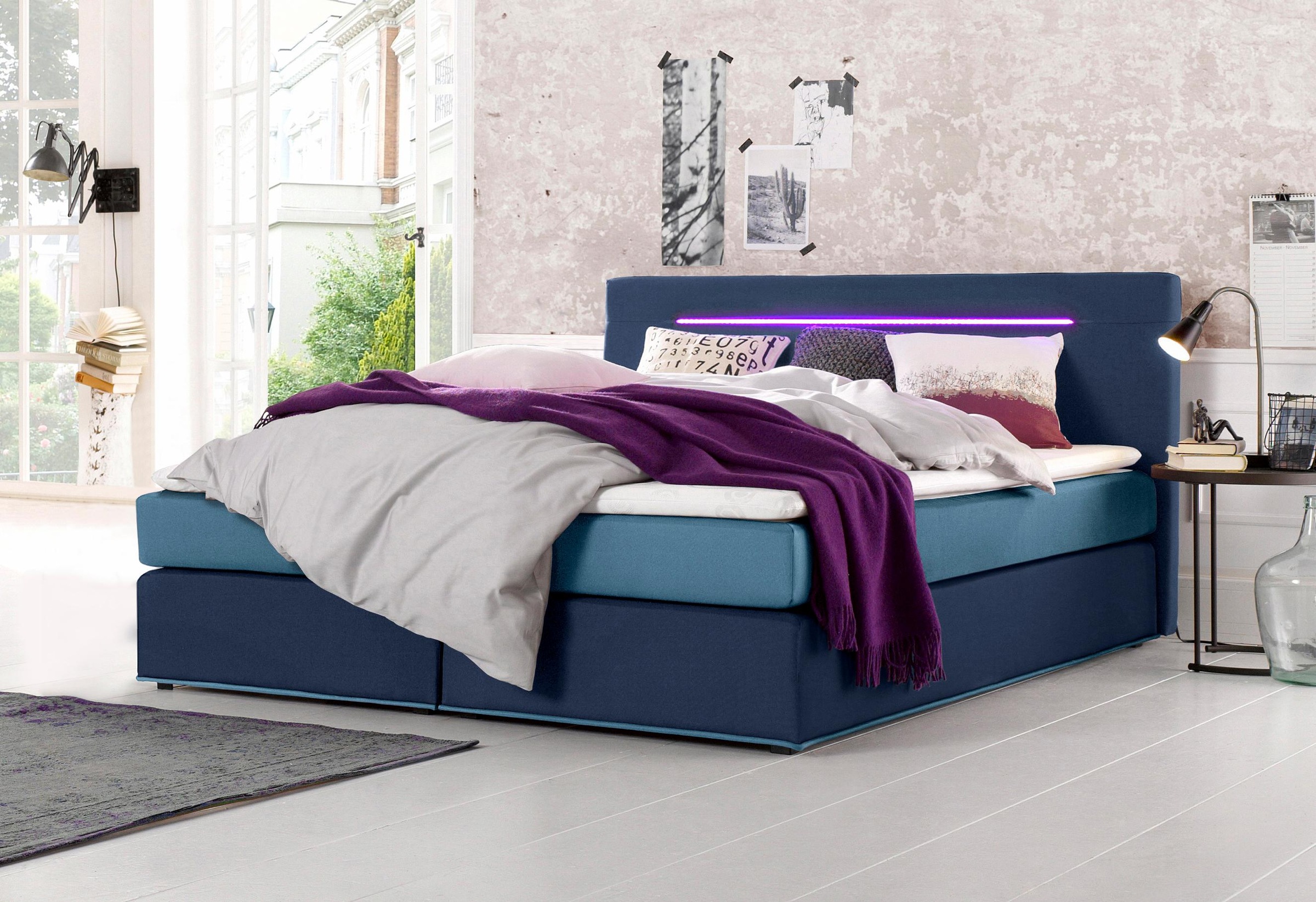 Bild von COLLECTION AB Boxspringbett, inkl. LED-Beleuchtung mit Farbwechsel und Topper
