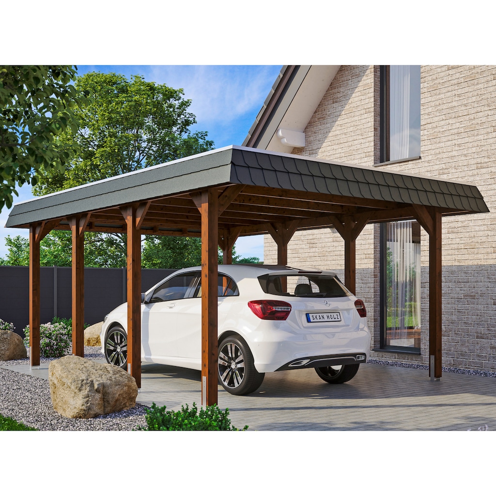 Skanholz Einzelcarport »Spreewald«, Fichtenholz, 342 cm, braun