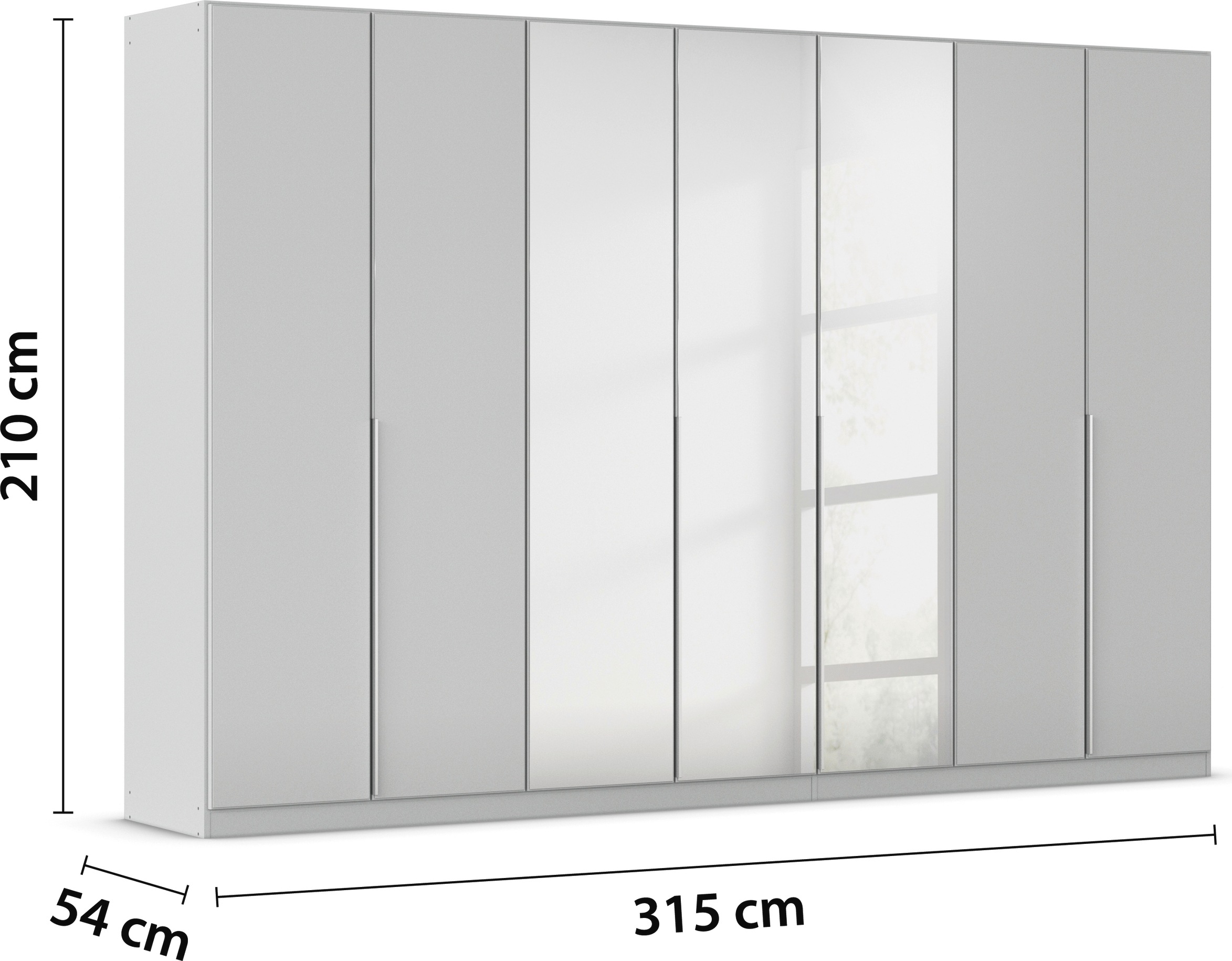 rauch Drehtürenschrank »Kleiderschrank Kleiderschränke Schrank Garderobe AGORDO mit Glasfront«, (in zwei Griff-Farben), durchdachte Innenausstattung, in 6 Breiten und 2 Höhen MADE IN GERMANY