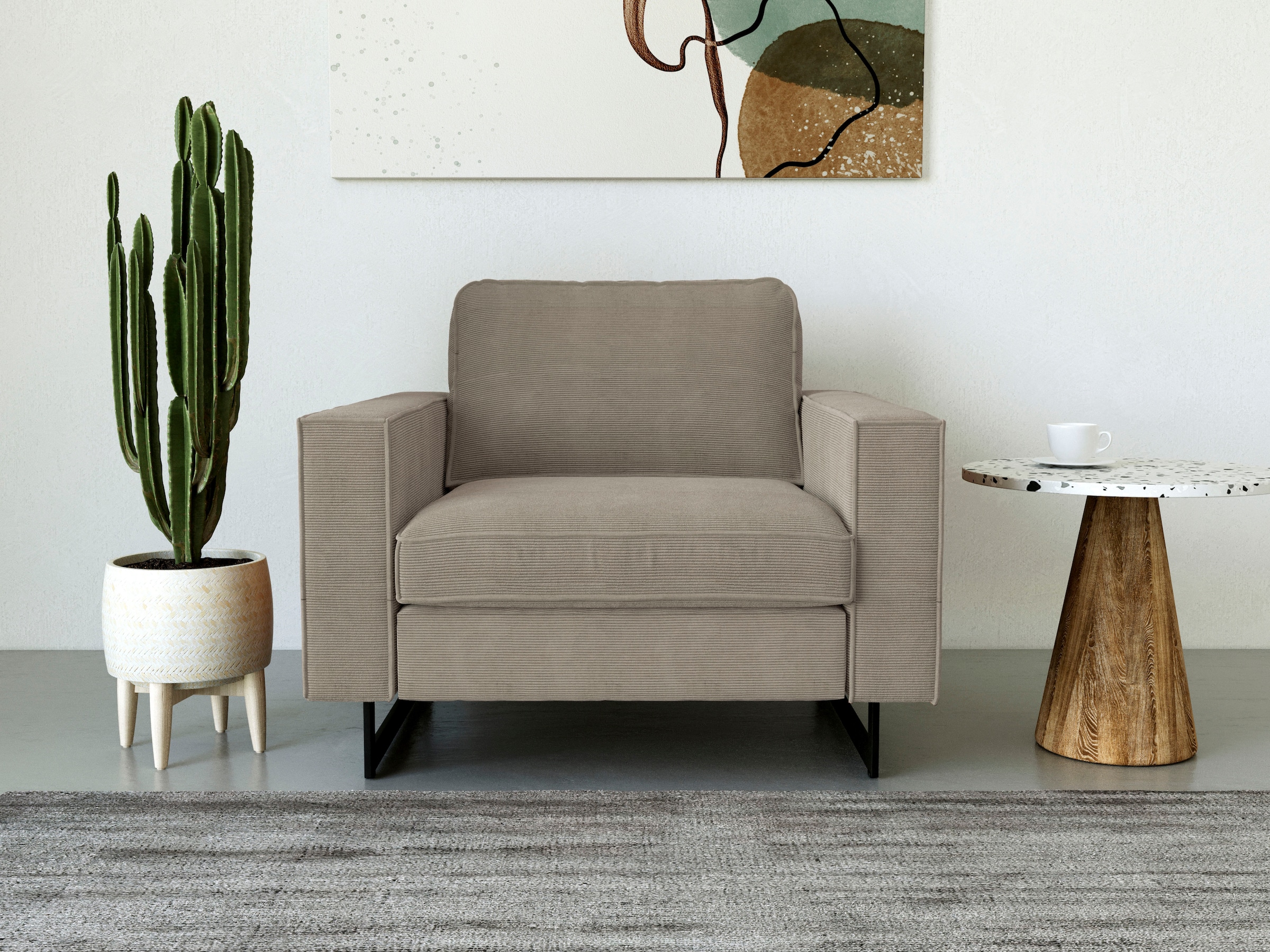 Places of Style Loveseat »Pinto«, mit Keder, Metallfüßen und auch in Cord Bezug erhältlich