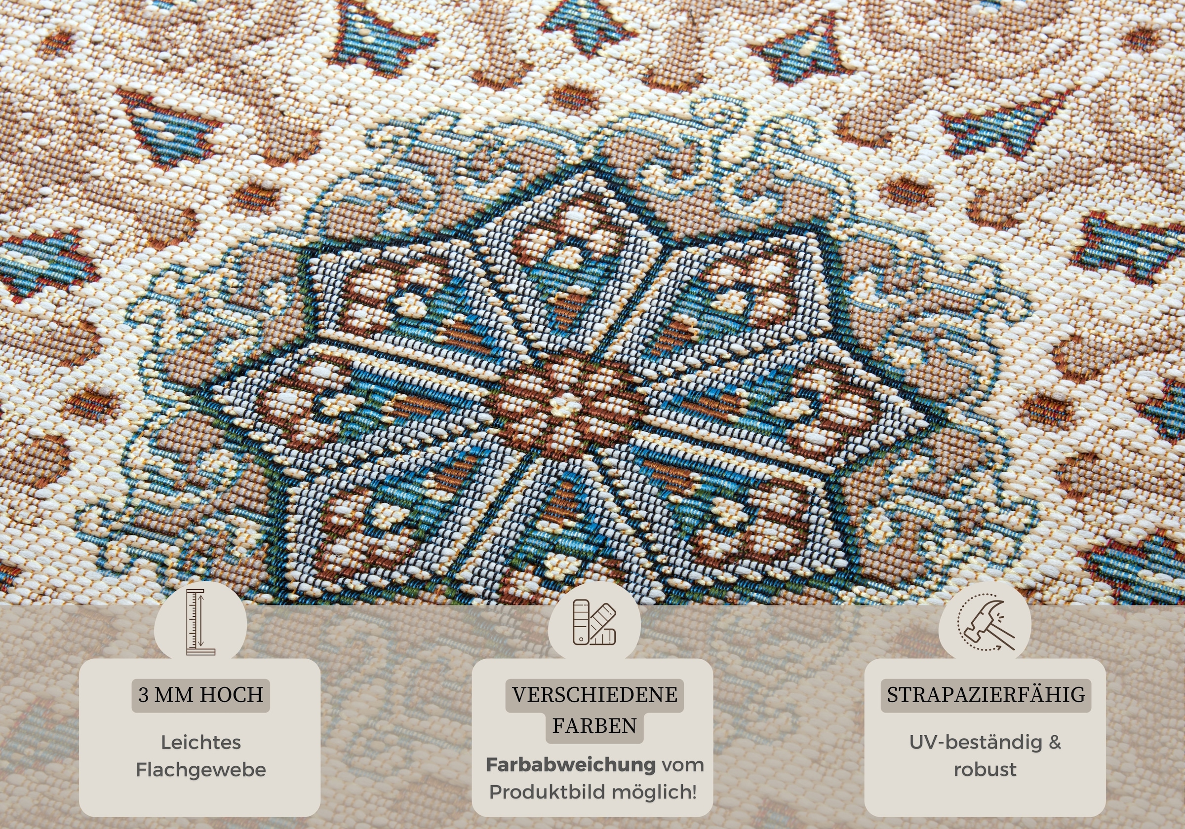 HANSE Home Teppich »Kadi«, rechteckig, 3 mm Höhe, In-& Outdoor, Teppich, Wetterfest, Balkon, Garten, Wohnzimmer, Orient