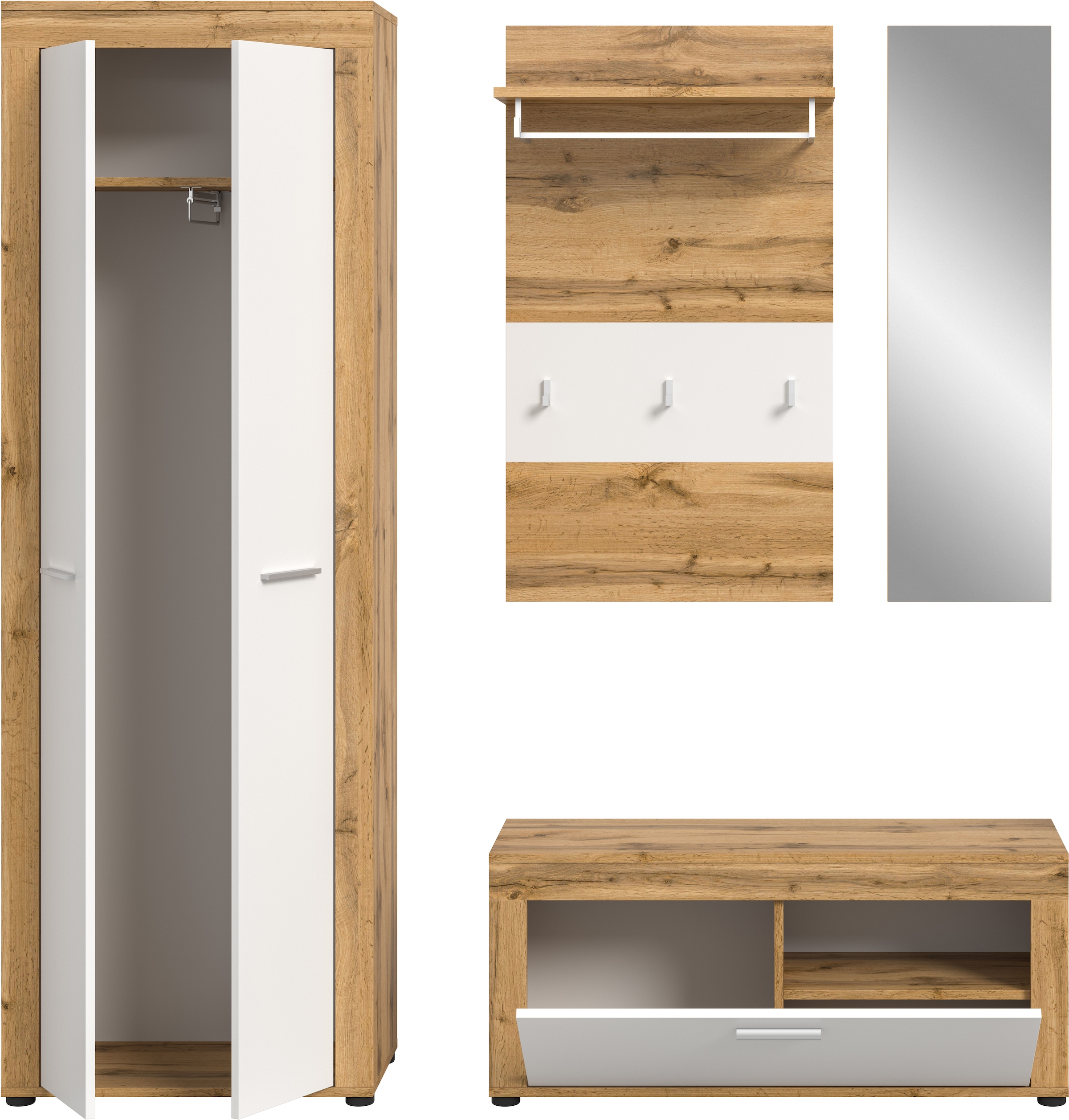 INOSIGN Garderoben-Set »Aosta«, (Set, 4 St.), Aosta, Höhe 191 cm, 4-tlg. Garderobenset, Flur, Diele