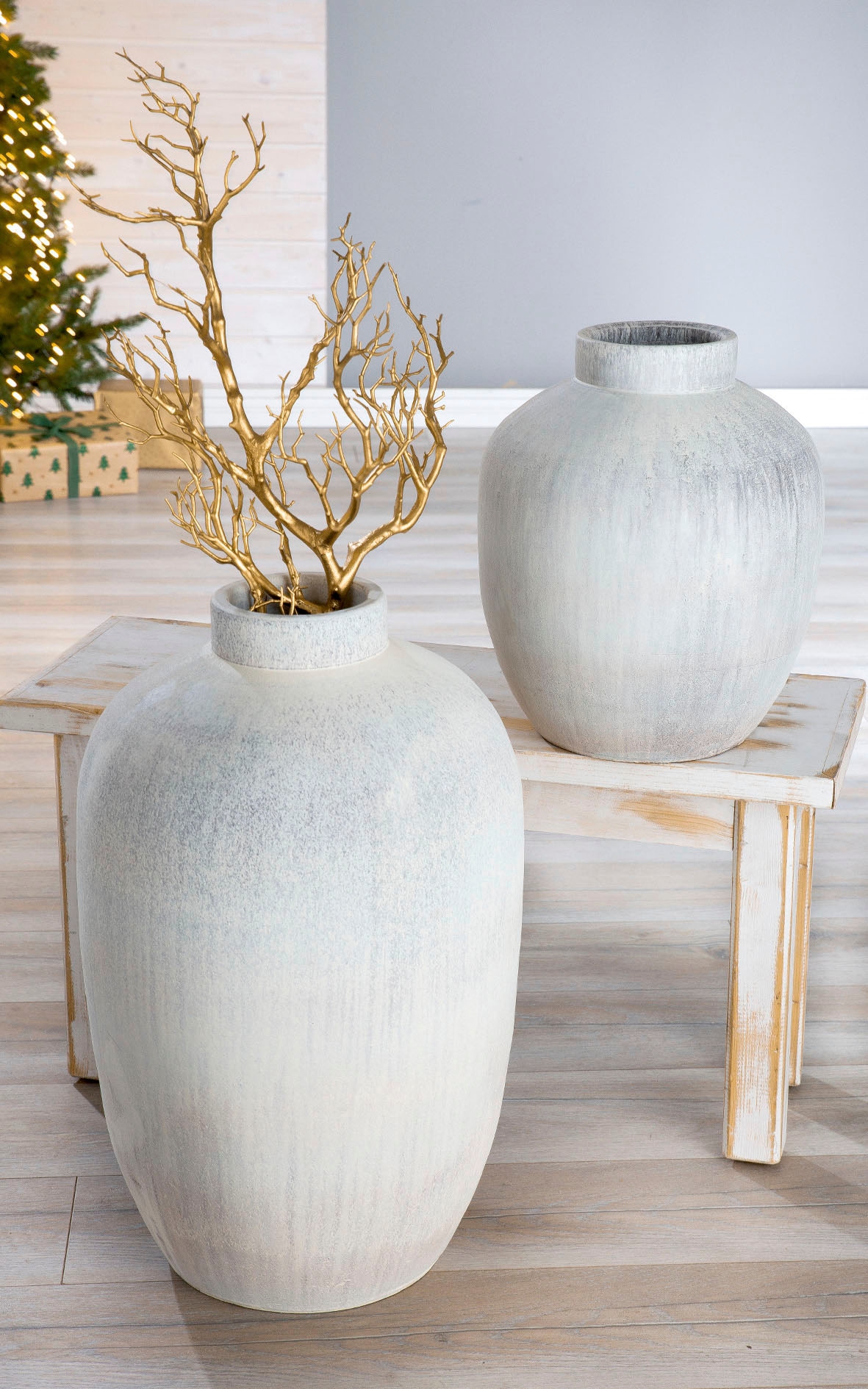 GILDE Tischvase »Silva, Höhe ca. 35 cm«, (1 St.), dekorative Vase aus Keramik, Blumenvase