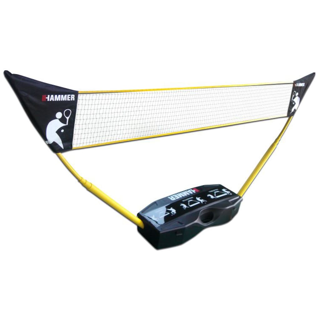 Hammer Tennisnetz, (Tragekoffer, Netze, Teleskop Netzpfosten, Bodenanker), 3in1 Netz-Set für Badminton, Tennis und Volleyball