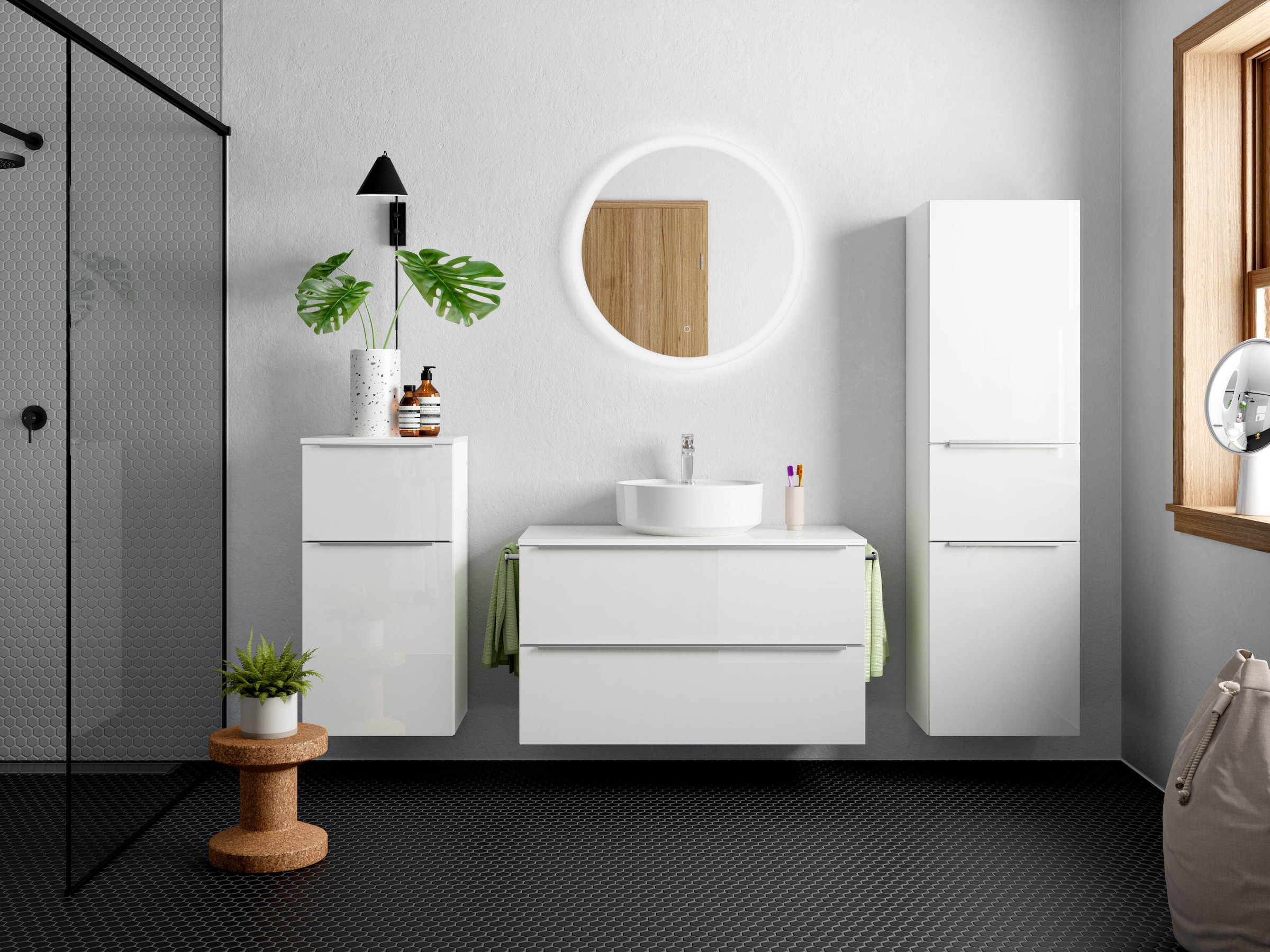 nobilia® Badmöbel-Set »Alvene«, (2 St., vormontiert, mit Soft-Close), Hochg günstig online kaufen