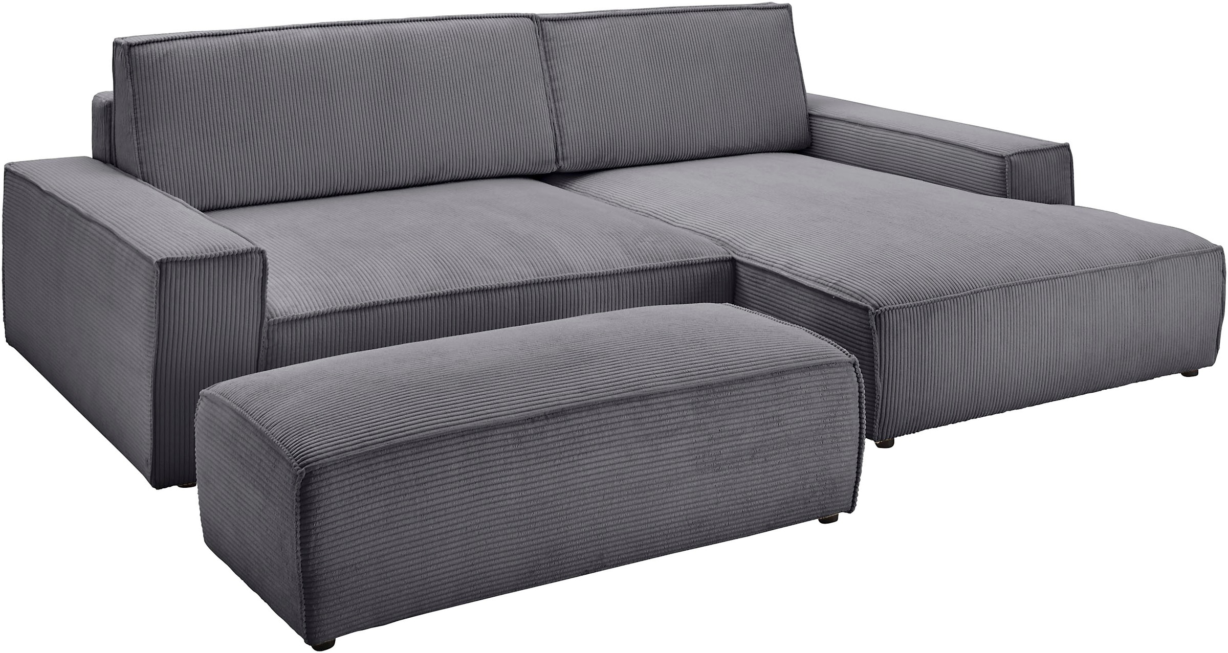 Home affaire Polsterecke »NEU: SHERWOOD XXL tief, L-Form mit Schlaffunktion, Big-Sofa mit Hocker«, (Set, 2 St.), stellbar zum Schlafsofa (Krokodilverbinder), Cord, Leinenoptik