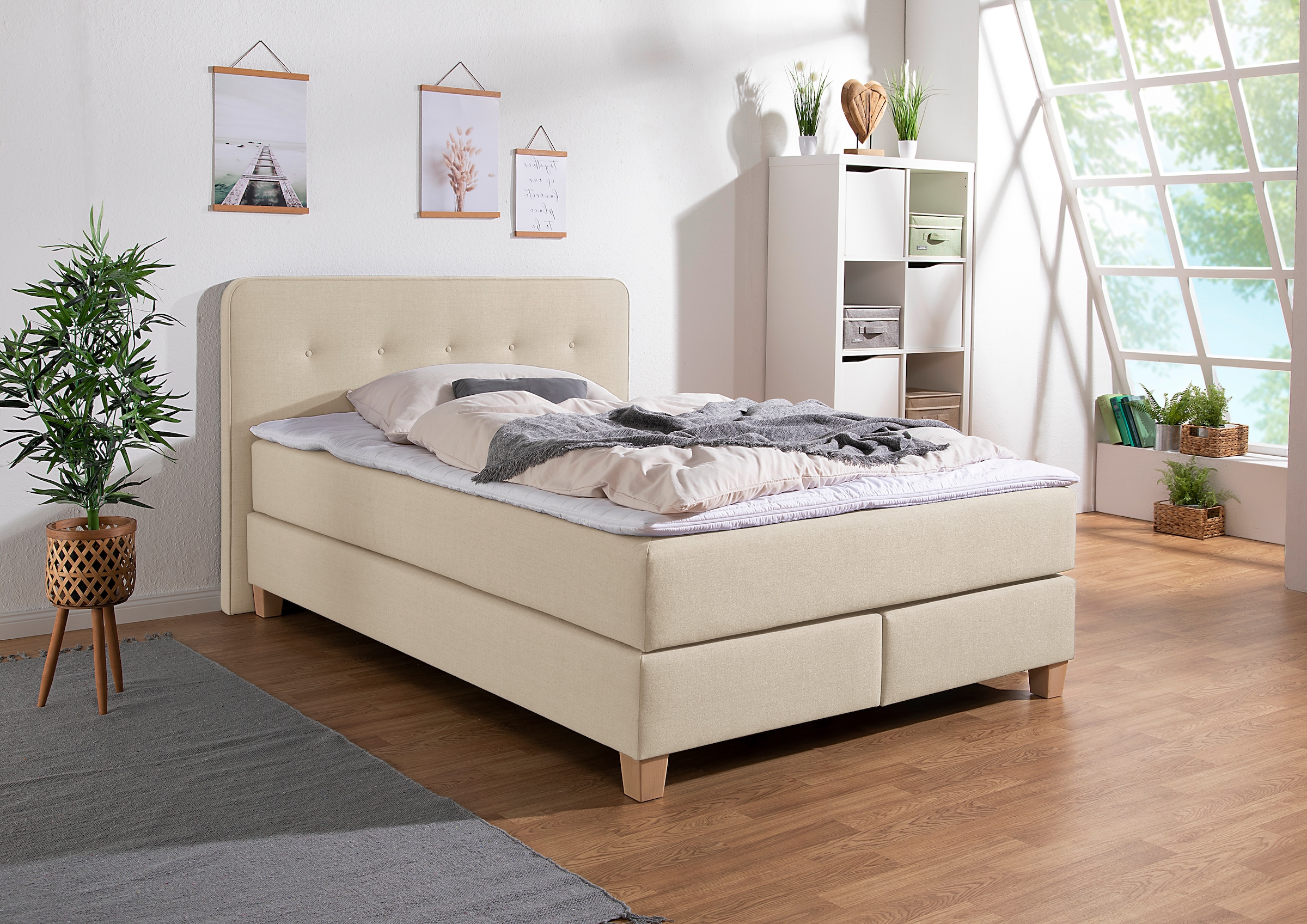 Home affaire Boxspringbett "Fargo", in Überlänge 220 cm, mit Topper, 3 Ausf günstig online kaufen