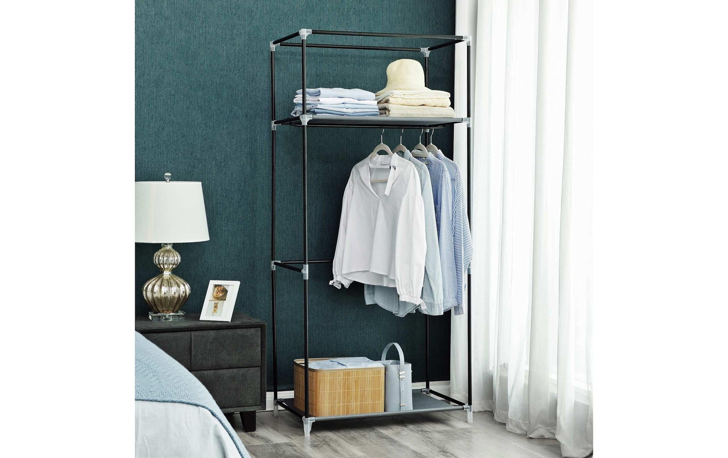 SONGMICS Stoffschrank »mit Reissverschluss Grey« Mobiler Stoffschrank mit Kleiderstange und Ablagen