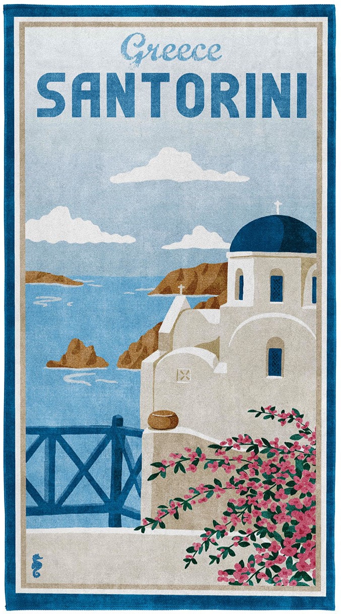 Seahorse Strandtuch »Santorini«, (1 St., Strandtuch 90 x 170 cm), mit Santo günstig online kaufen