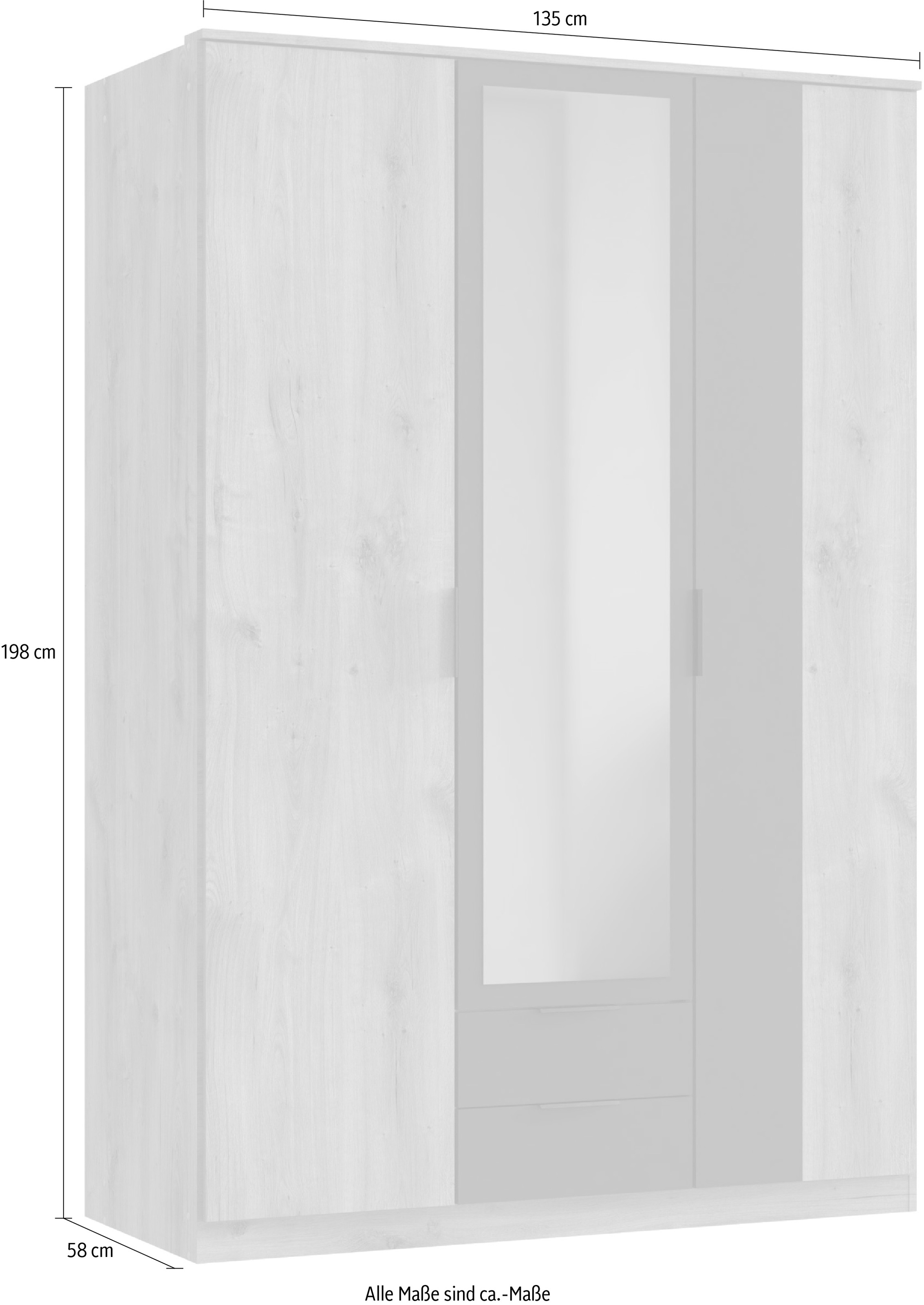 Wimex Drehtürenschrank »Texel in der Breite 135cm« mit Metallgriffen