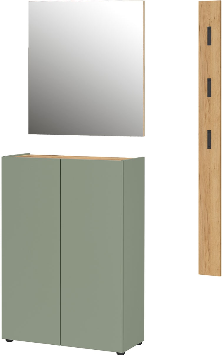 GERMANIA Garderoben-Set »Alviano«, (3 St.), mit eckigem Spiegel, optional mit Hakenpaneel, Made in Germany