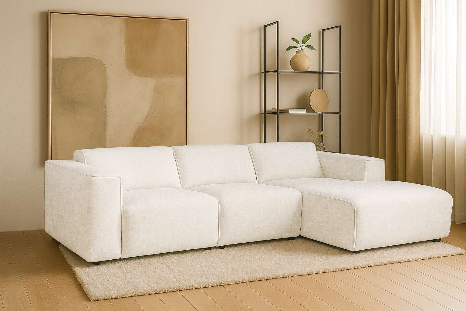 Home affaire Ecksofa »Noord mit Kedernaht, Breite 281 cm, L-Form« Cord, Struktur, Webstoff, mit Wellenunterfederung, Massivholzrahmen