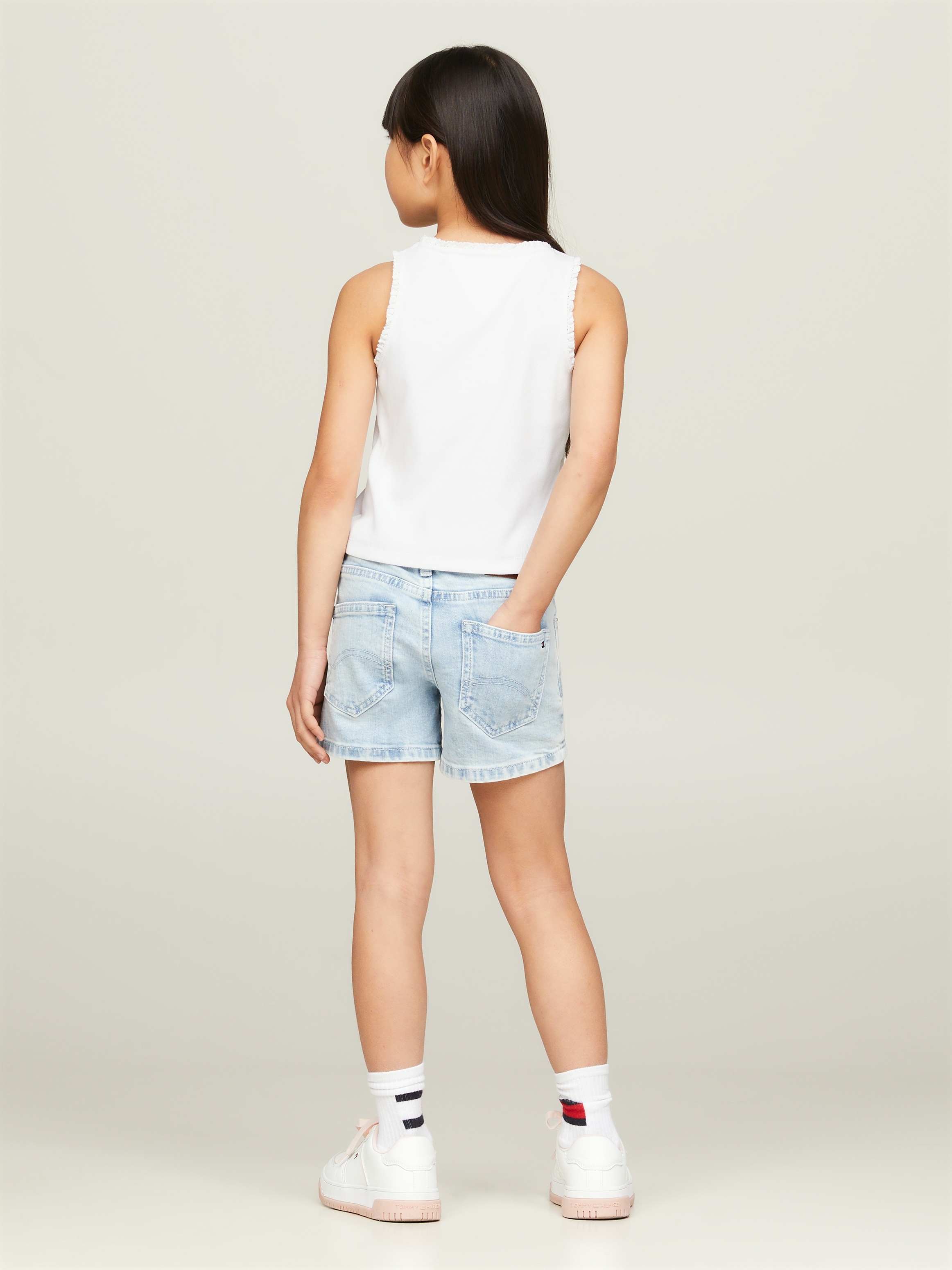 Tommy Hilfiger Tanktop »ESSENTIAL RIB LACE TANK TOP«, Kinder bis 16 Jahre, Rüsche am Auschnitt & Ärmel