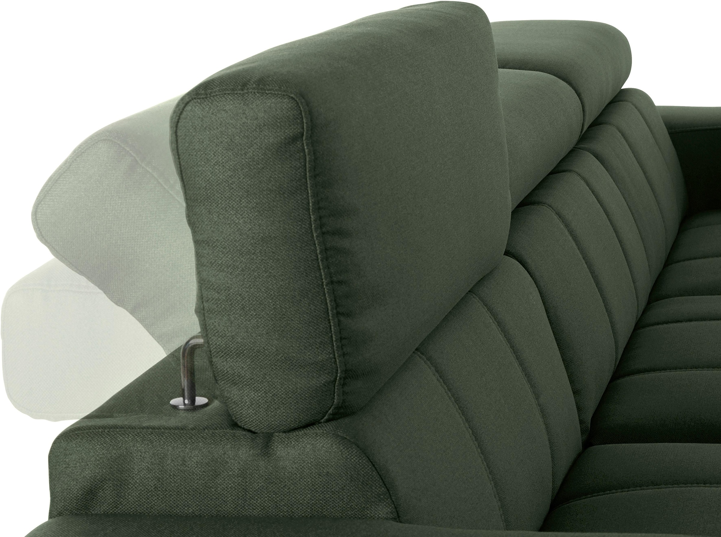 DOMO collection Ecksofa »Trento L-Form, mit Kufenfuß oder Einzelfuß«, wahlweise mit Kopfteilverstellung, Recamiere links/rechts bestellbar