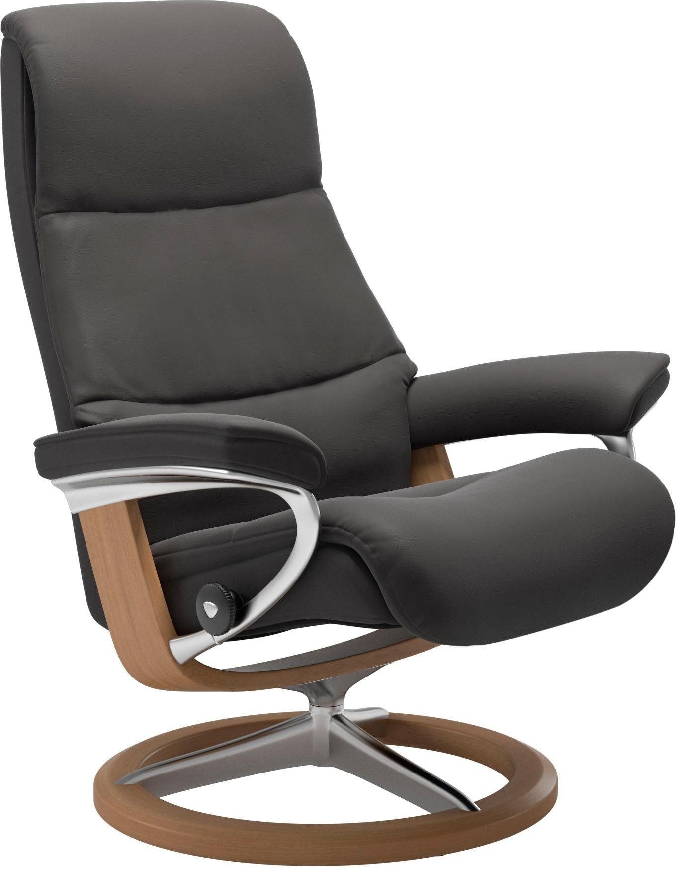 Stressless® Relaxsessel »View«, (Set, Relaxsessel mit Hocker), mit Signature Base, Größe M,Gestell Eiche