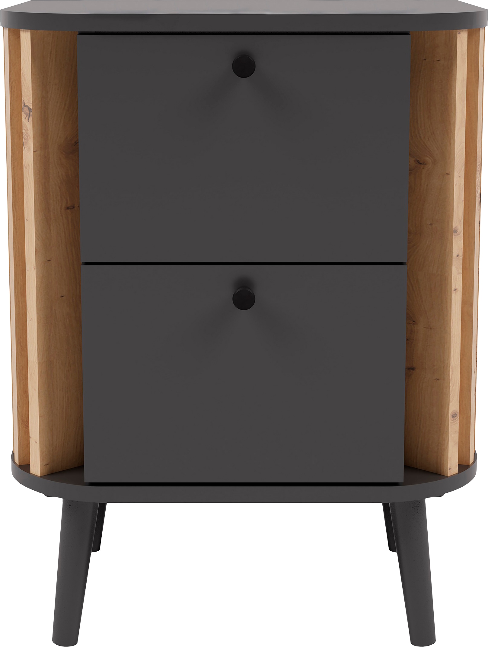 INOSIGN Kommode »Stavanger, Höhe 60 cm, Paneel-Stäbchen-Optik, 2 Schubkästen« 1 Stk. tlg. Nachtkonsole, Nachttisch, Nako, Kommode